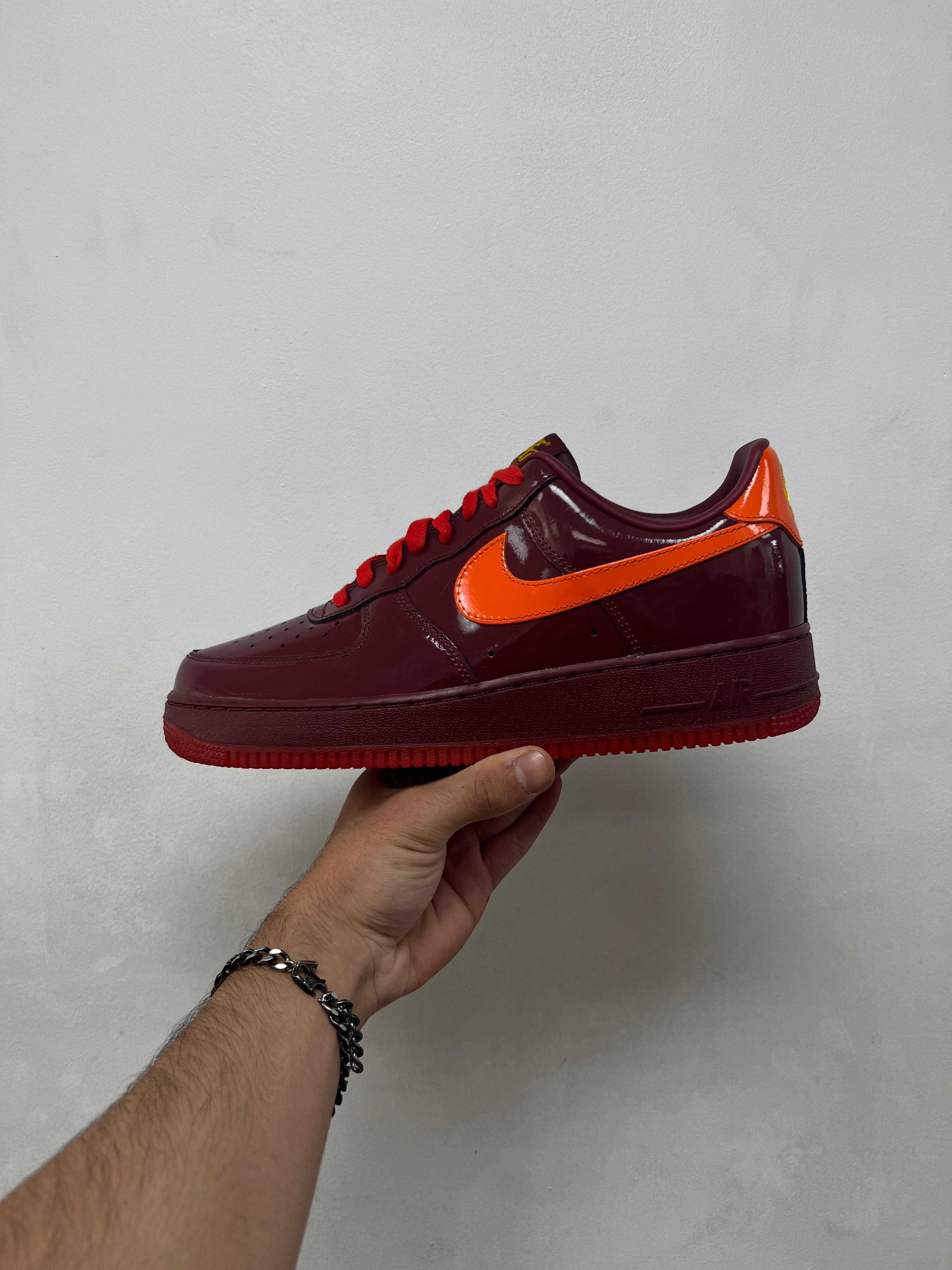 Nike AF1 Patent Leather Red Orange Sneakers