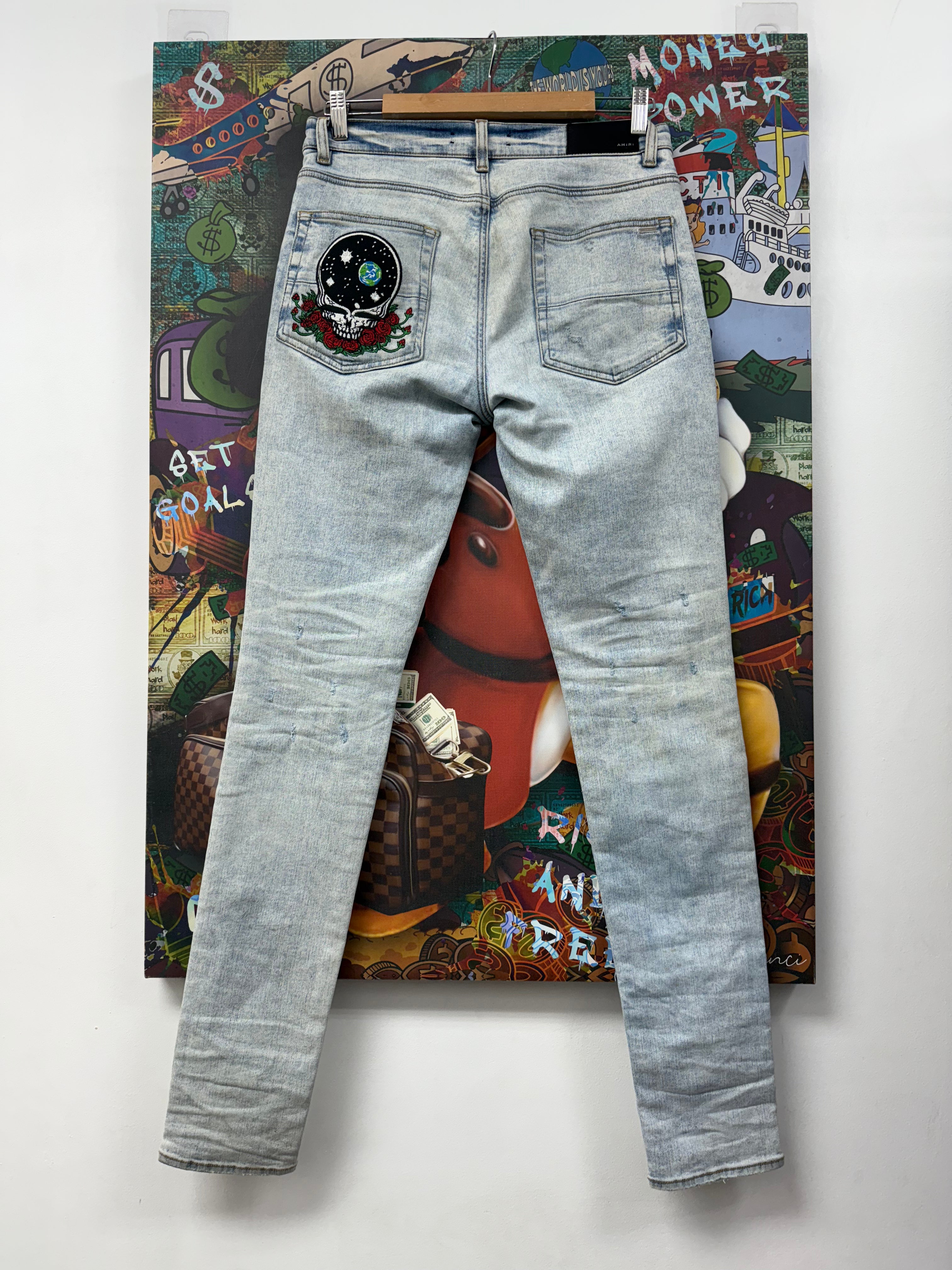 Amiri Stone Wash Grateful Dead Patchwork Jeans