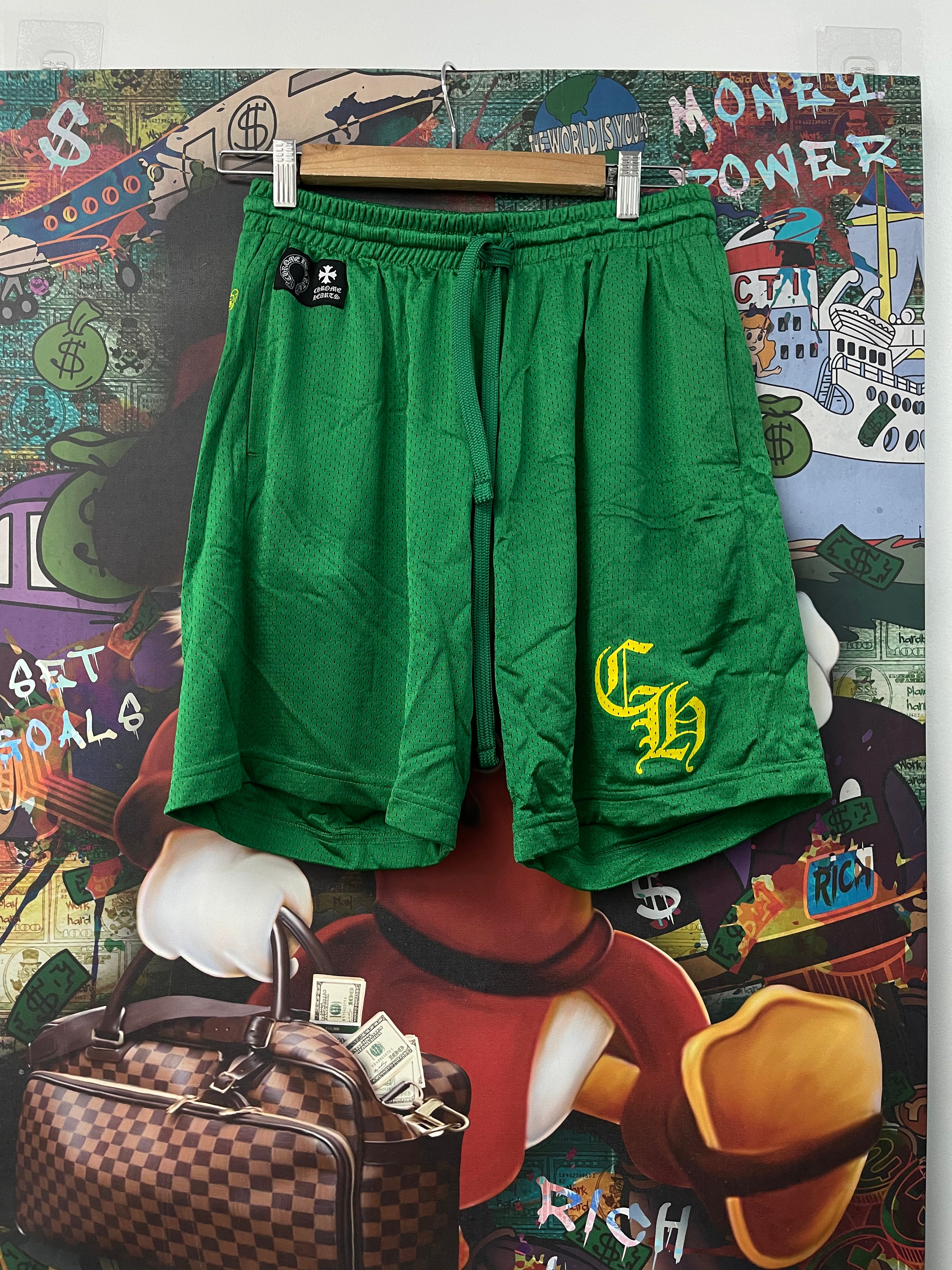 Chrome Hearts CH Green Yellow Mesh Shorts