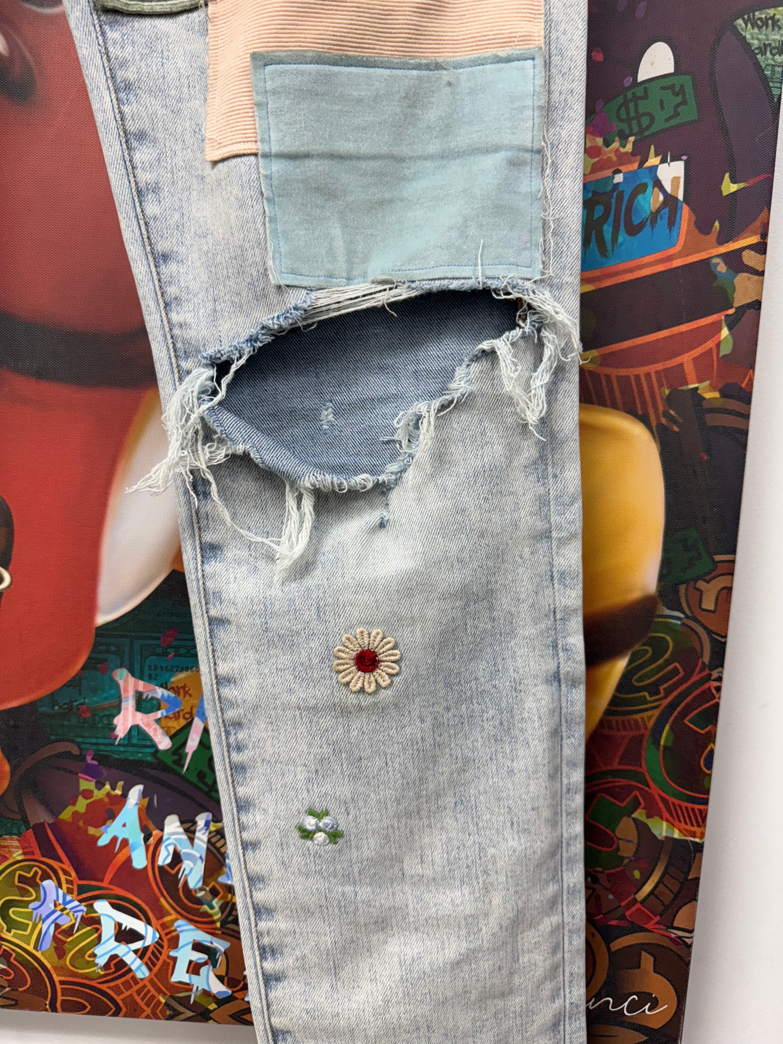 Amiri Stone Wash Grateful Dead Patchwork Jeans