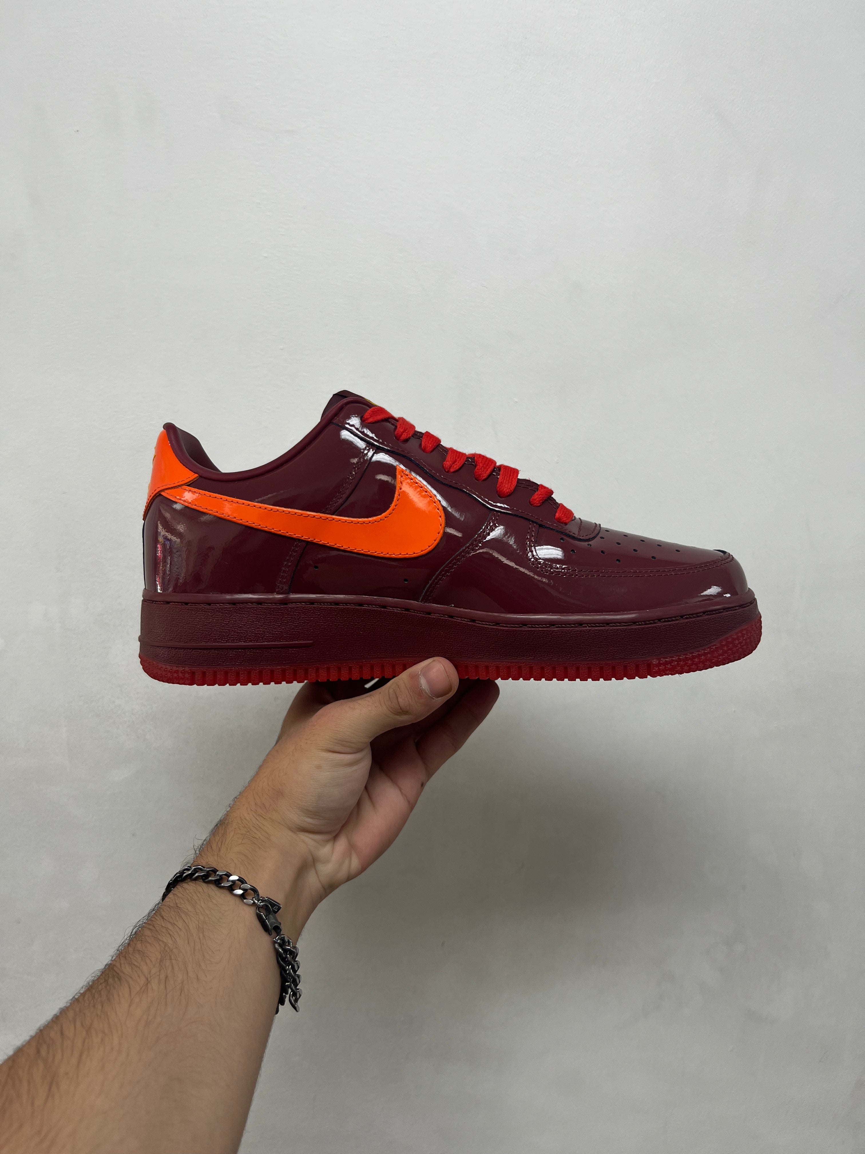 Nike AF1 Patent Leather Red Orange Sneakers