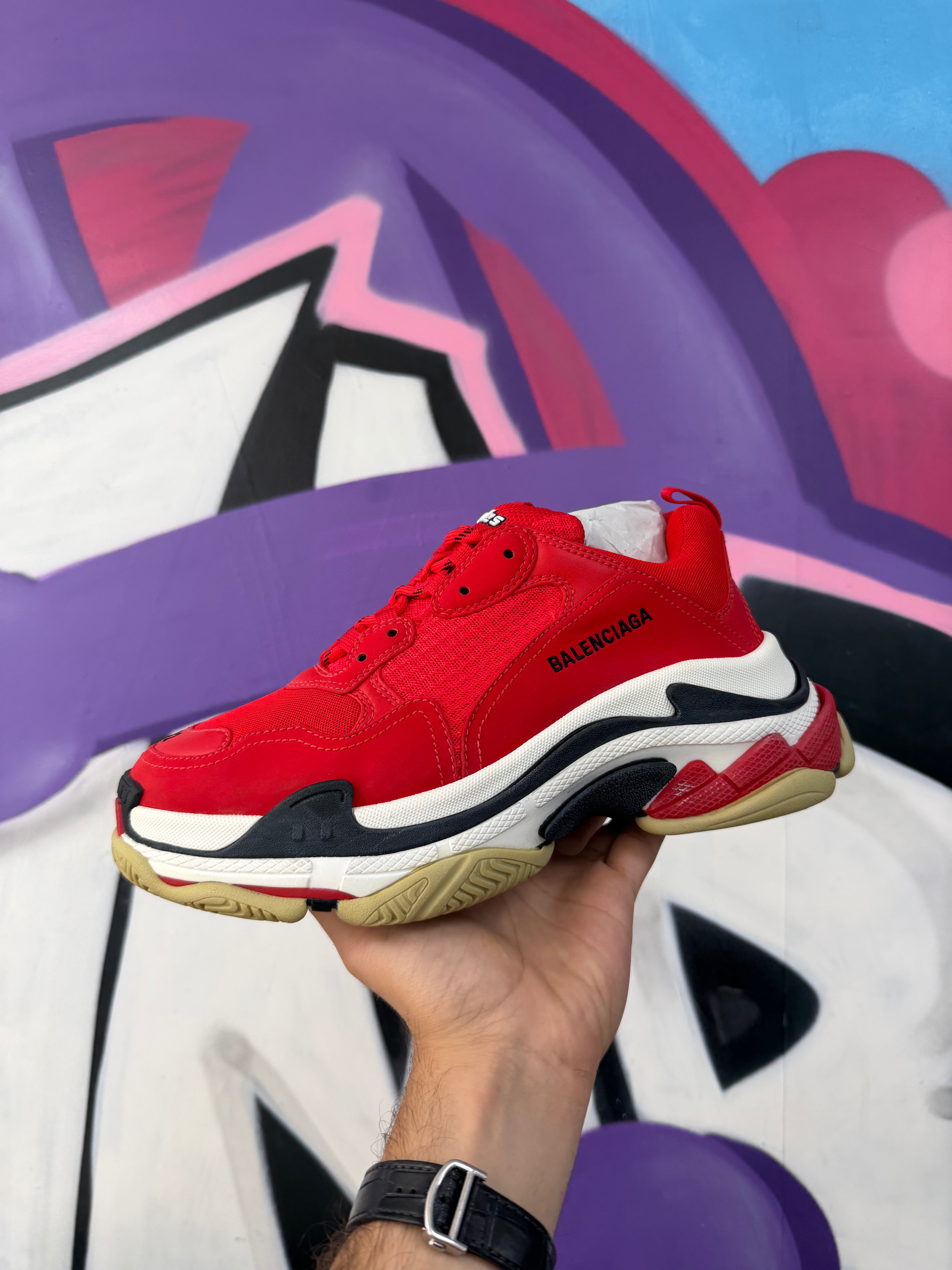 Balenciaga Red Gum Triple S Sneakers