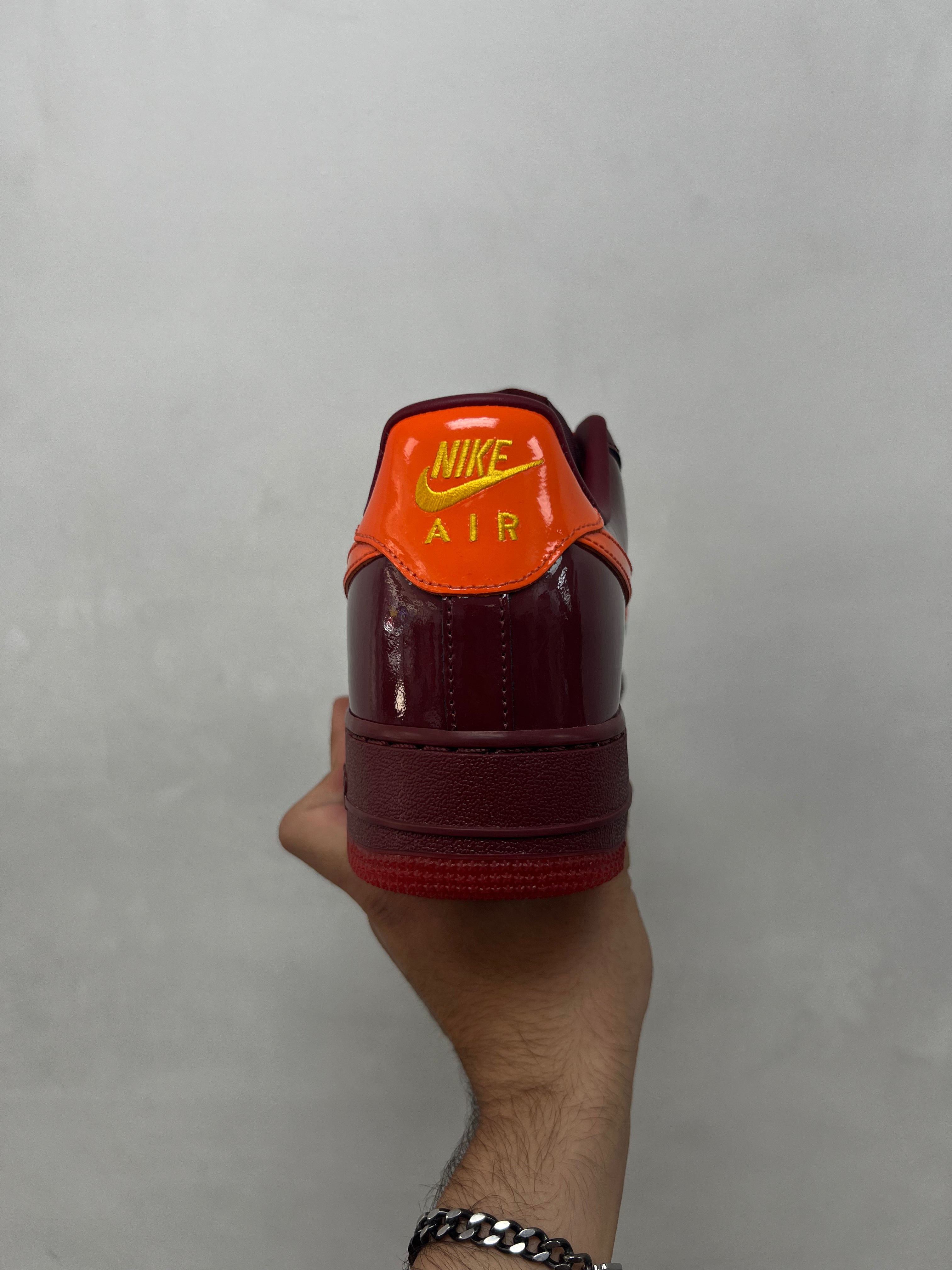 Nike AF1 Patent Leather Red Orange Sneakers