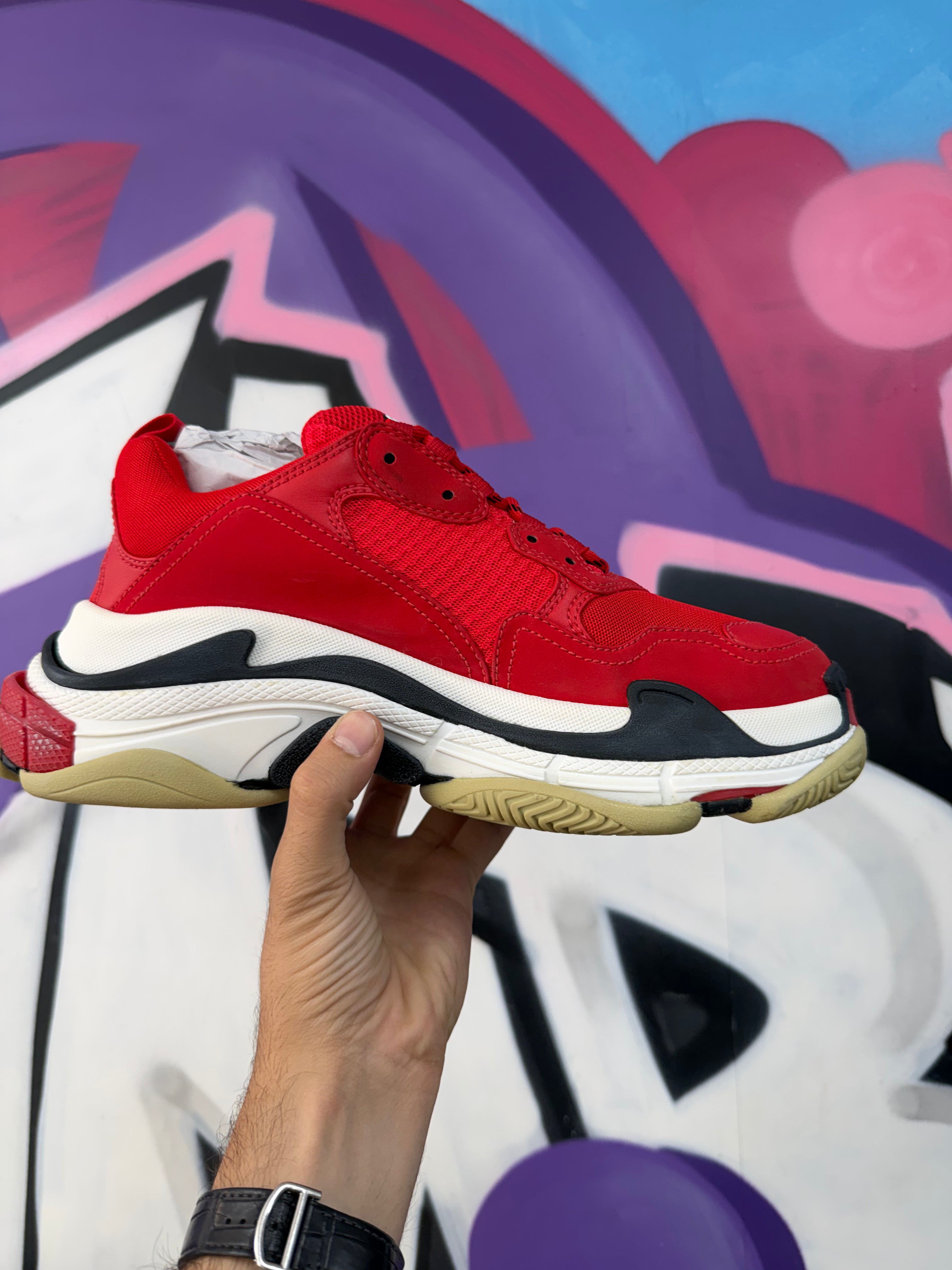 Balenciaga Red Gum Triple S Sneakers