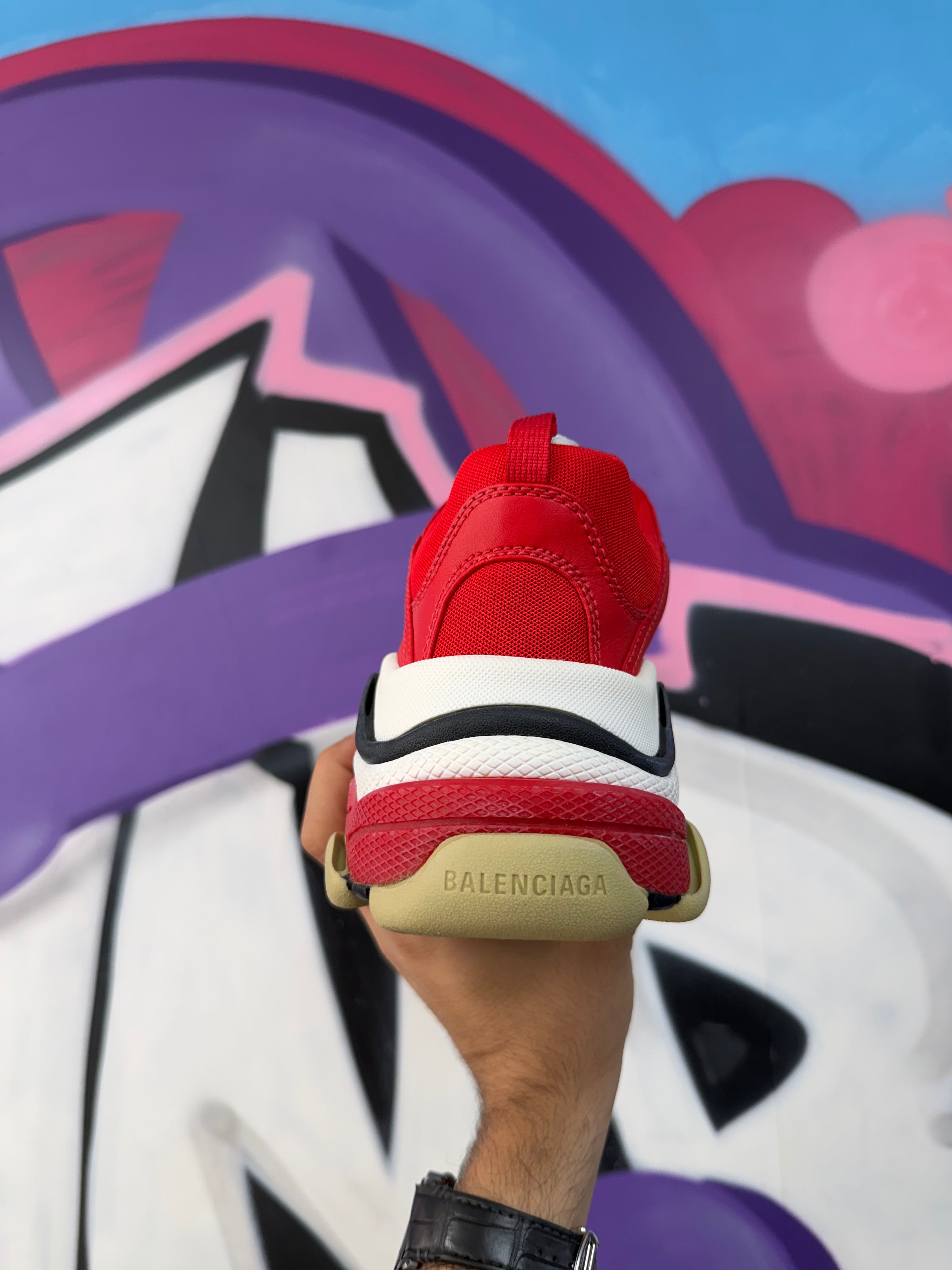 Balenciaga Red Gum Triple S Sneakers