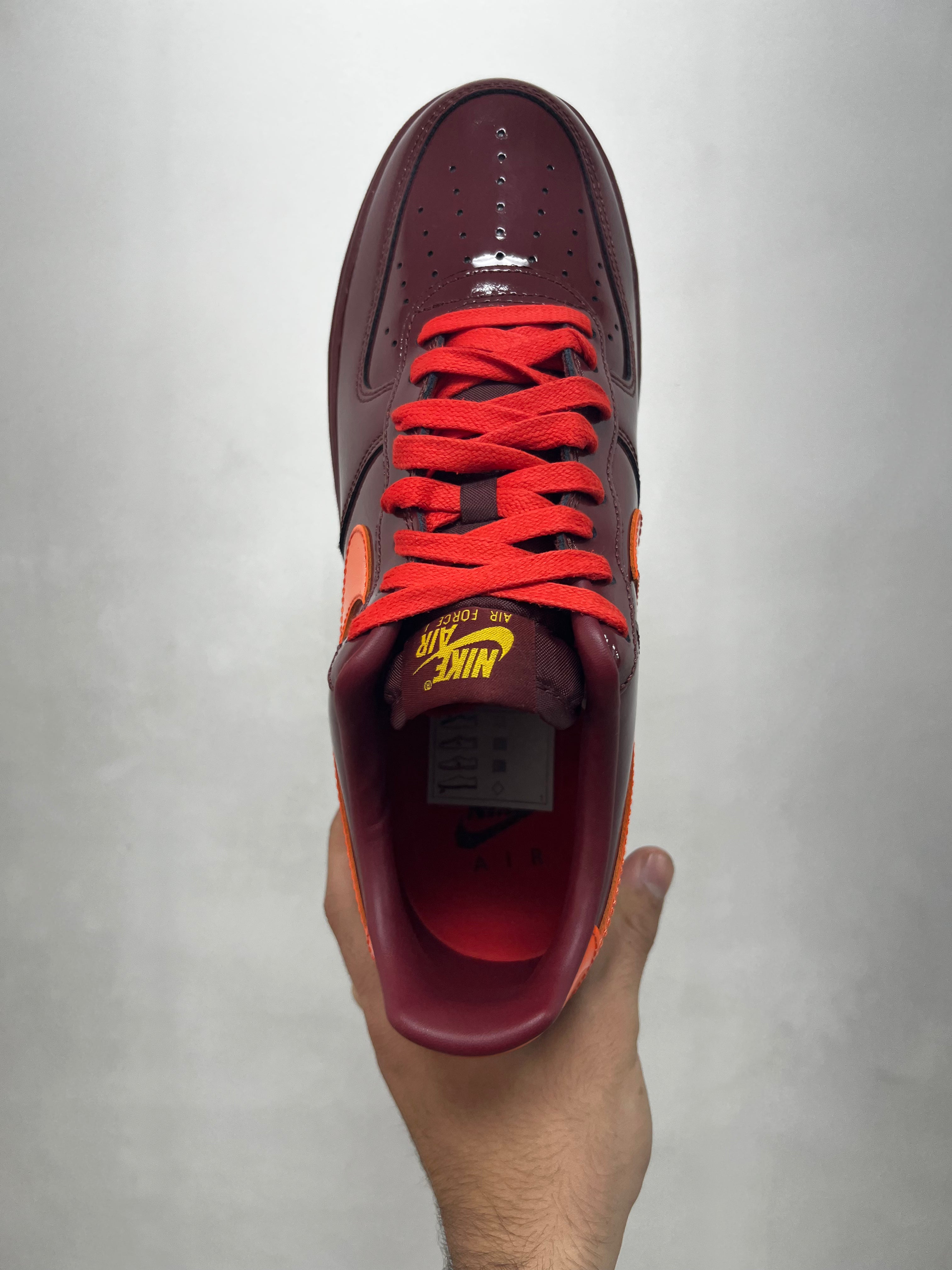 Nike AF1 Patent Leather Red Orange Sneakers