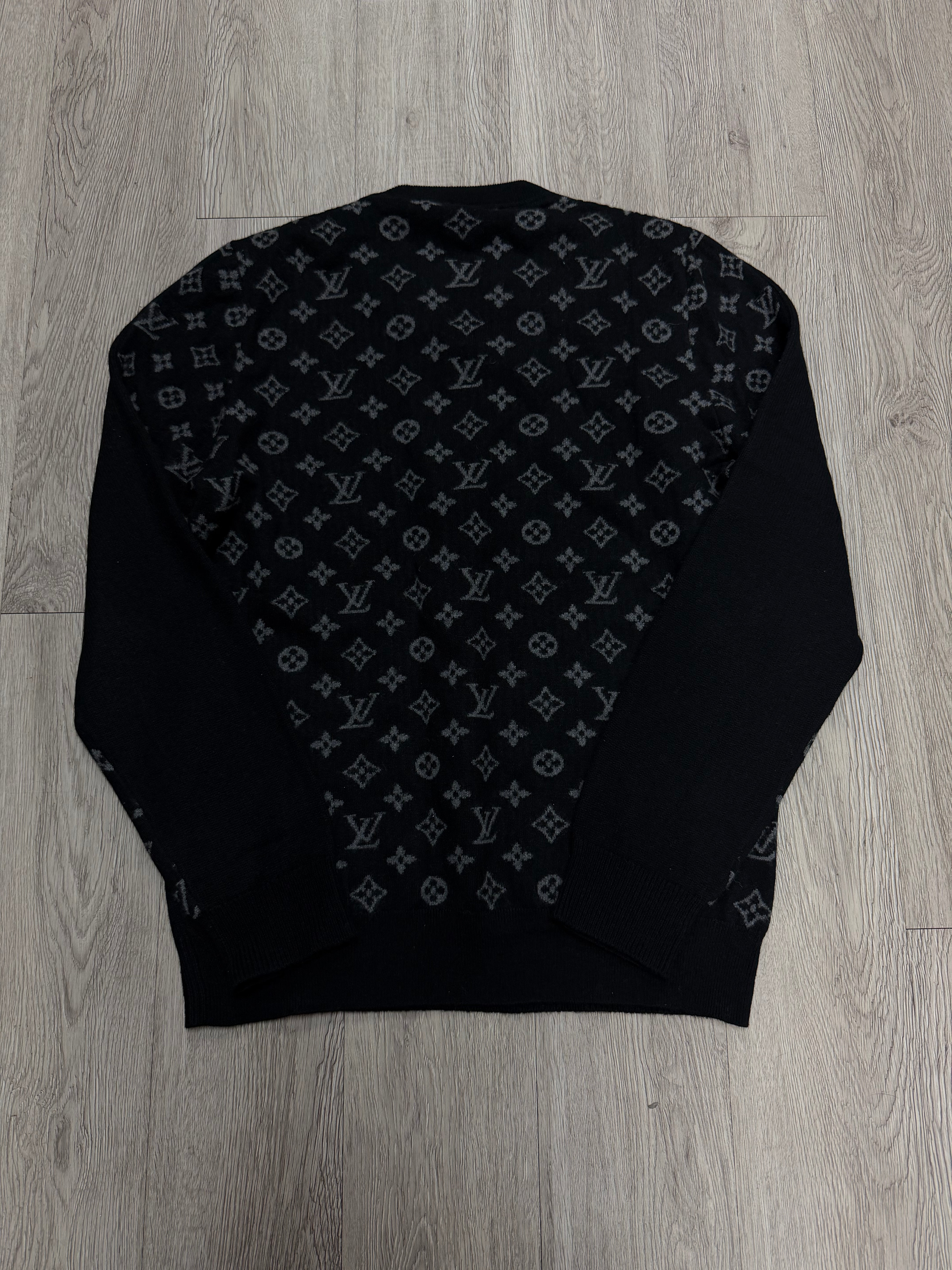 Louis Vuitton Black Grey Monogram Cashmere Sweater