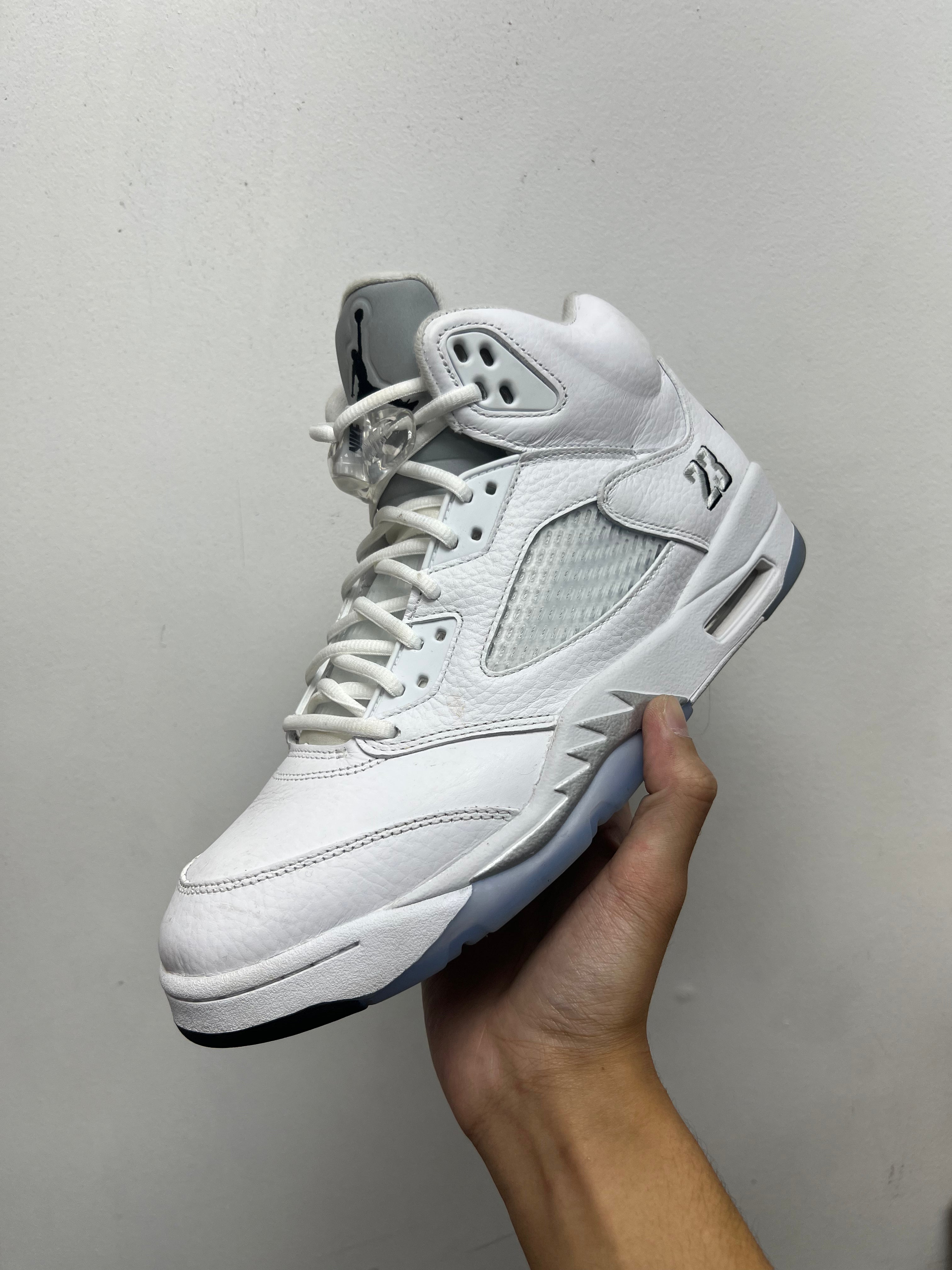 Jordan 5 White Metallic Sneakers