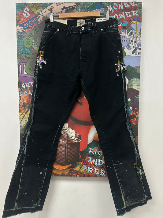 Gallery Dept Carpenter Flare Jeans Navy Paint Splatter Used 33