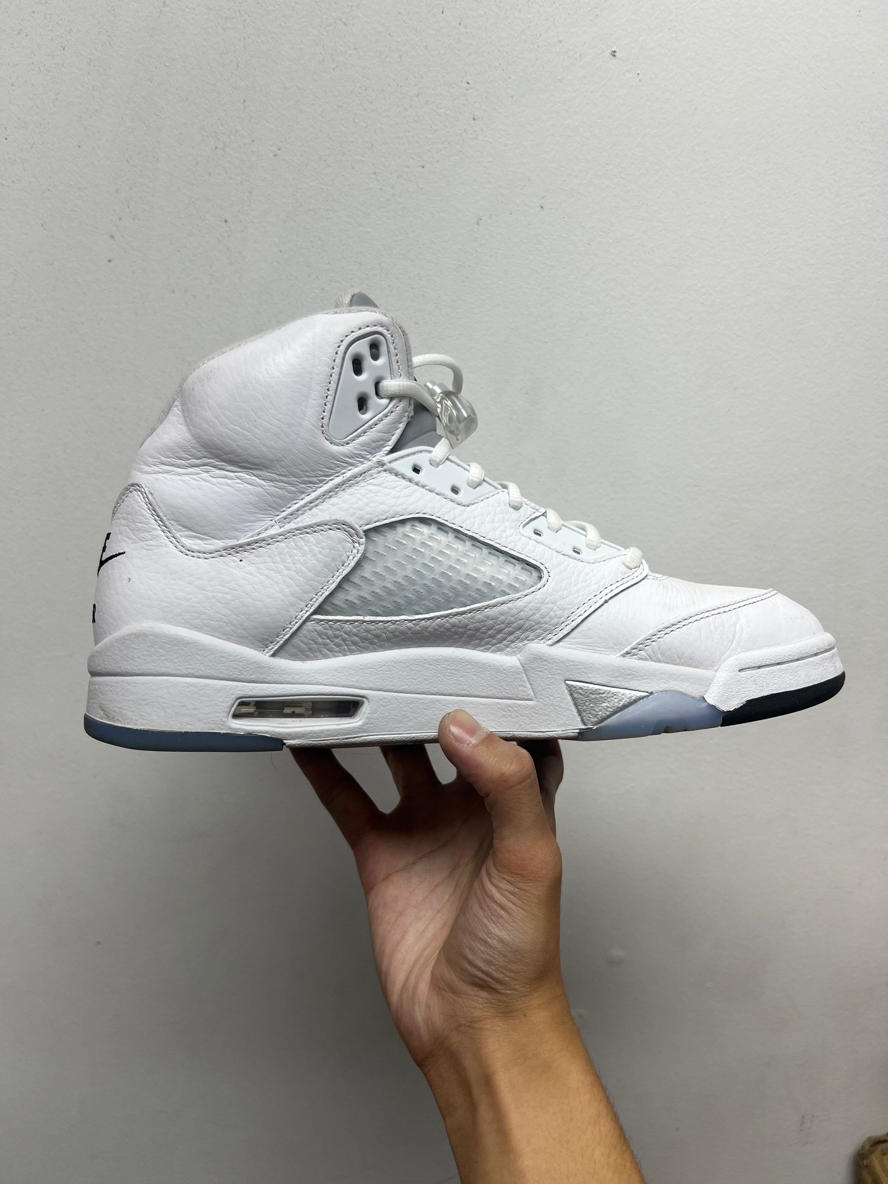 Jordan 5 White Metallic Sneakers
