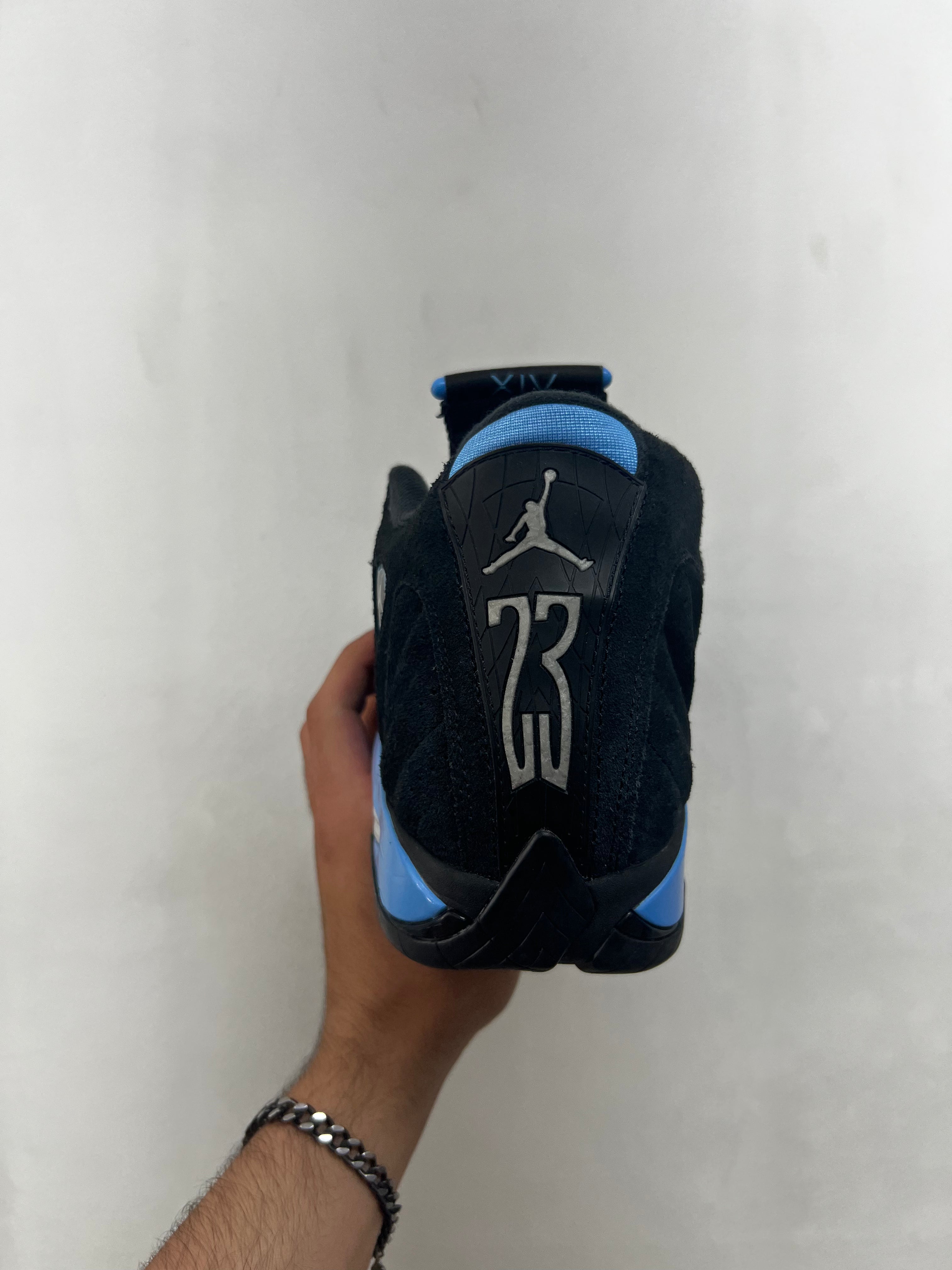 Jordan 14 Black University Blue Sneakers