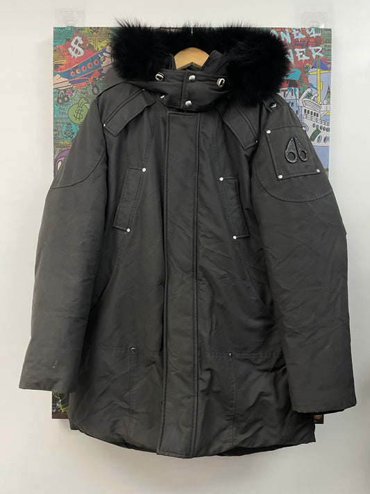 Moose Knuckles Grey Puffer Fur (Small Bleached Stain) Jacket