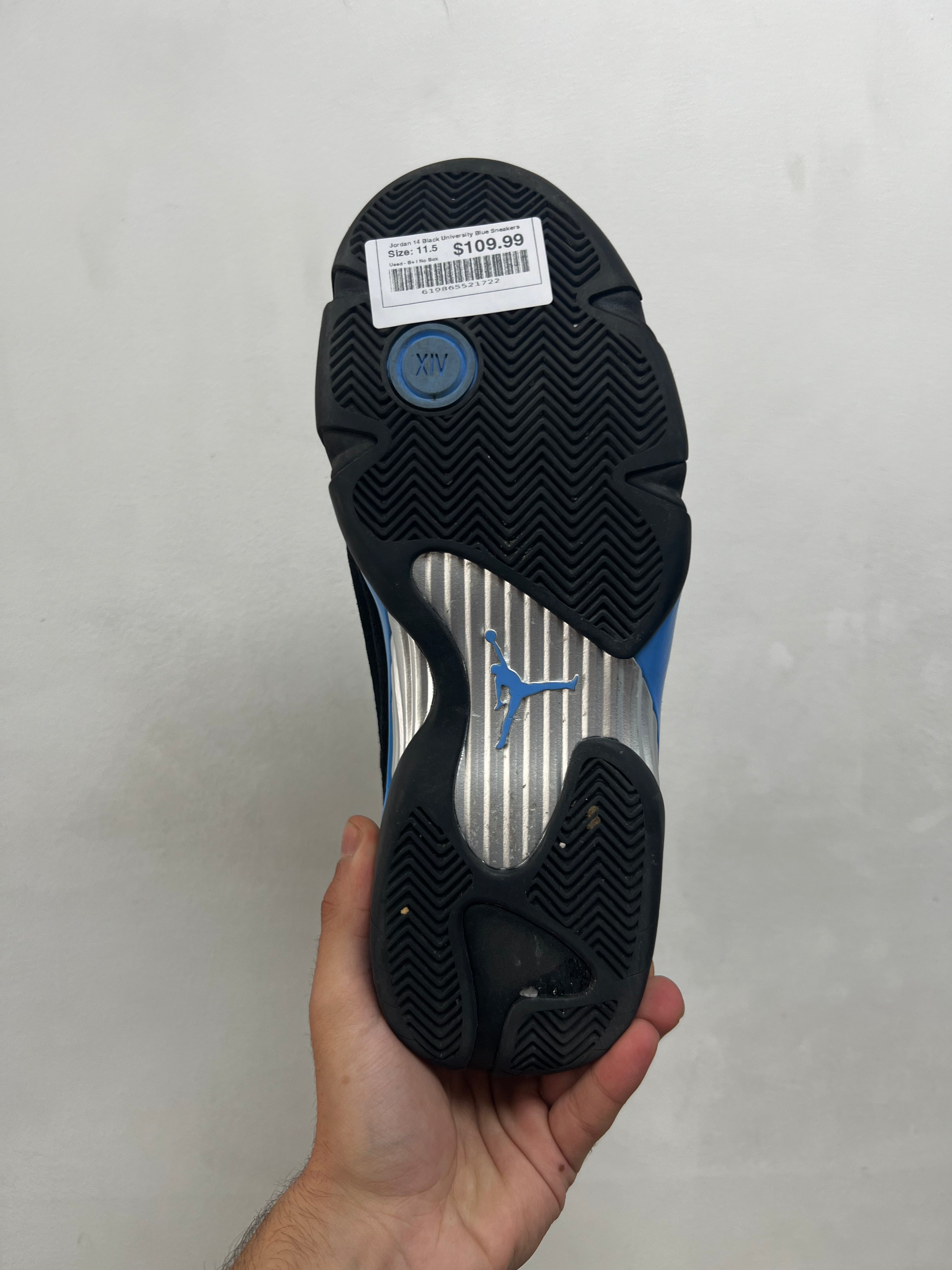 Jordan 14 Black University Blue Sneakers