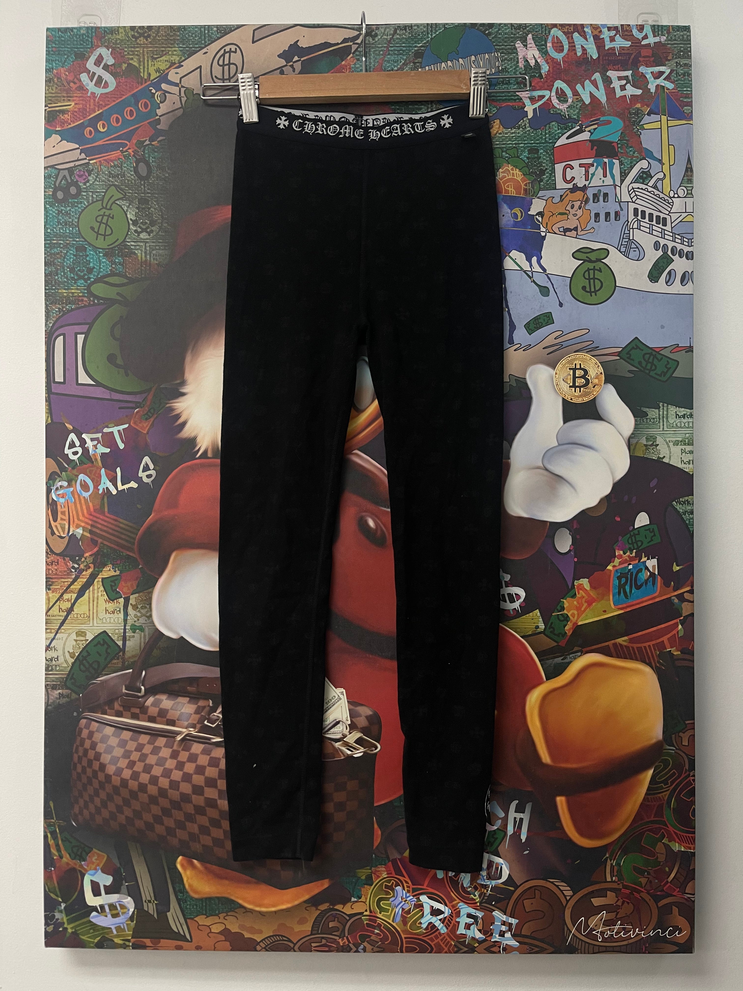 Chrome Hearts Black Monogram Horseshoe Leggings