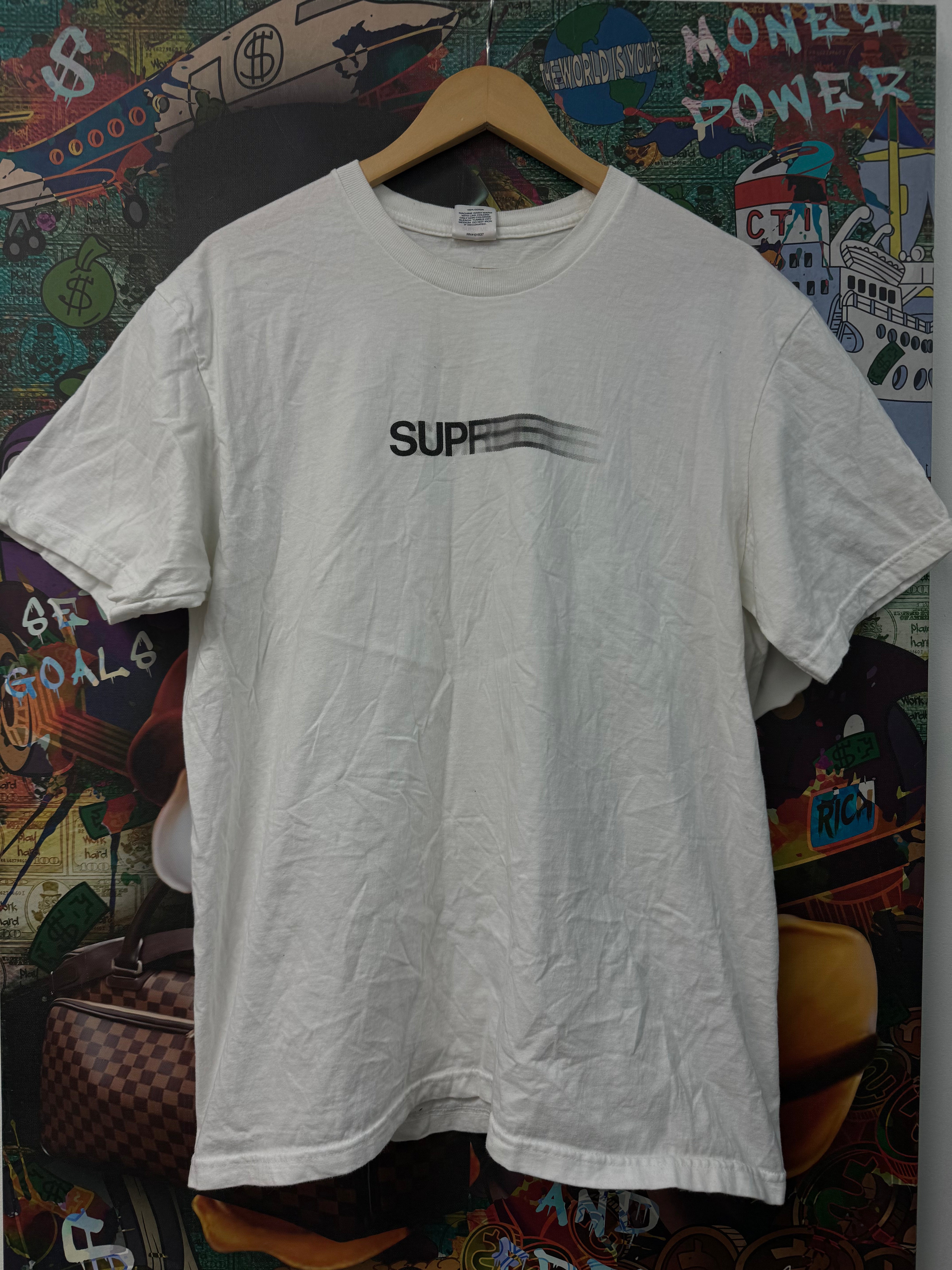 Supreme White Black Motion Logo Tee