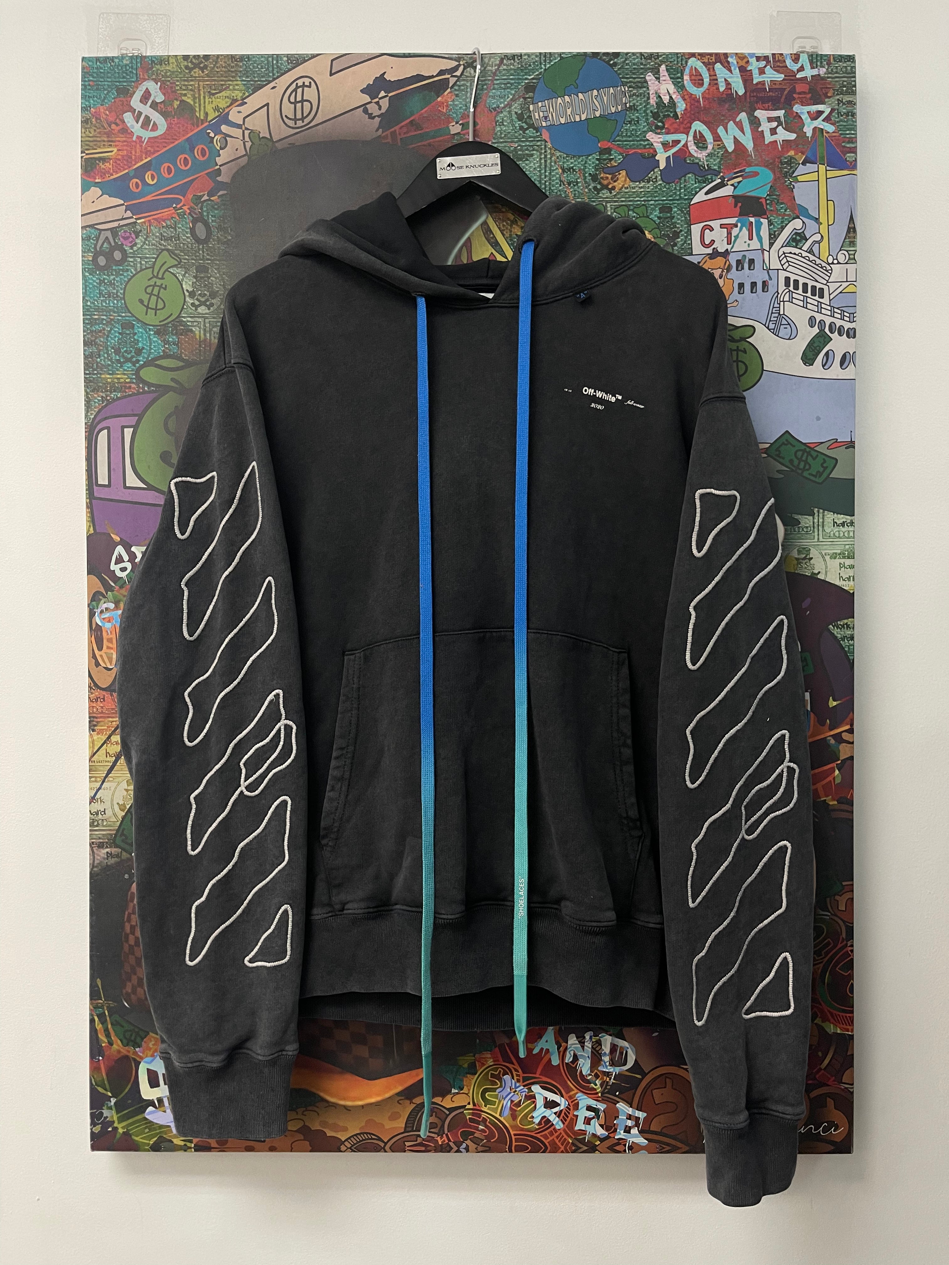 Off White Black Wash Embroidered Arrow Hoodie