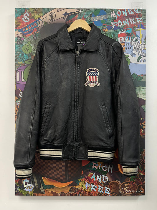 Avirex Leather Varsty Black Jacket