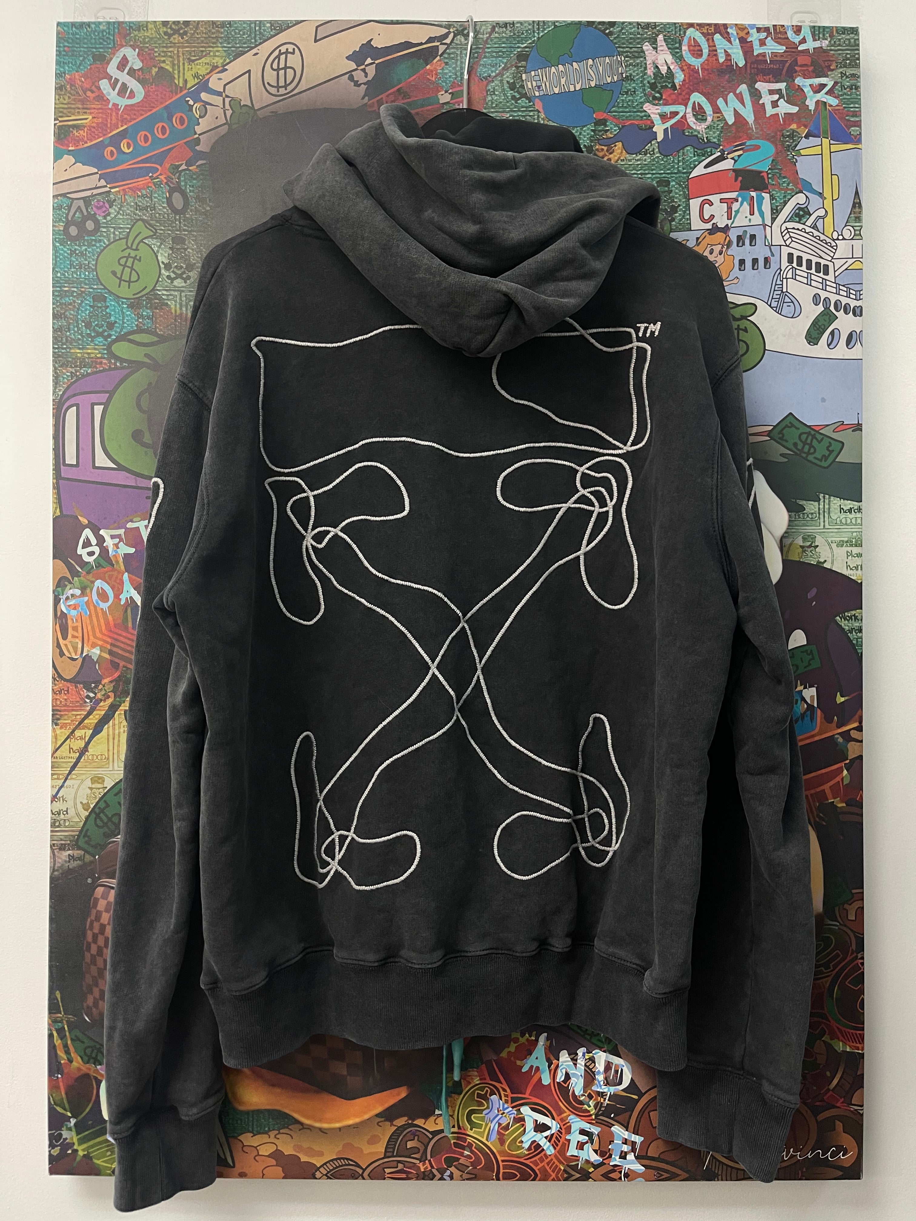 Off White Black Wash Embroidered Arrow Hoodie