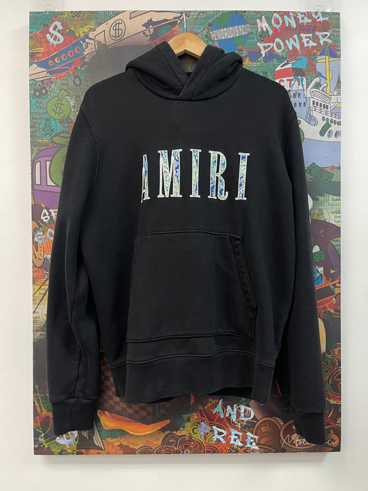 Amiri Black Paisley Core Logo Hoodie