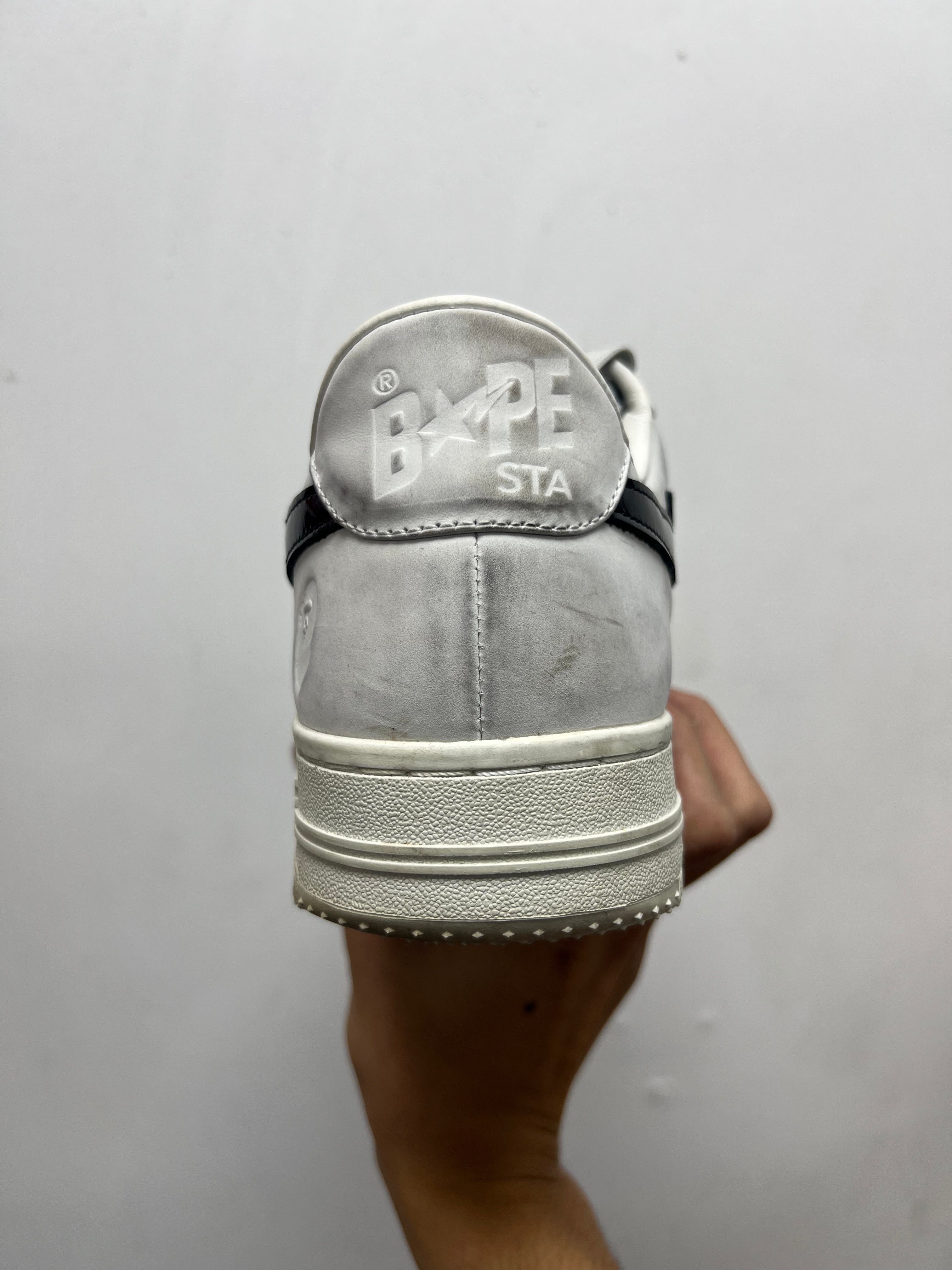 Bape Embossed White Black Patent Leather Sneakers