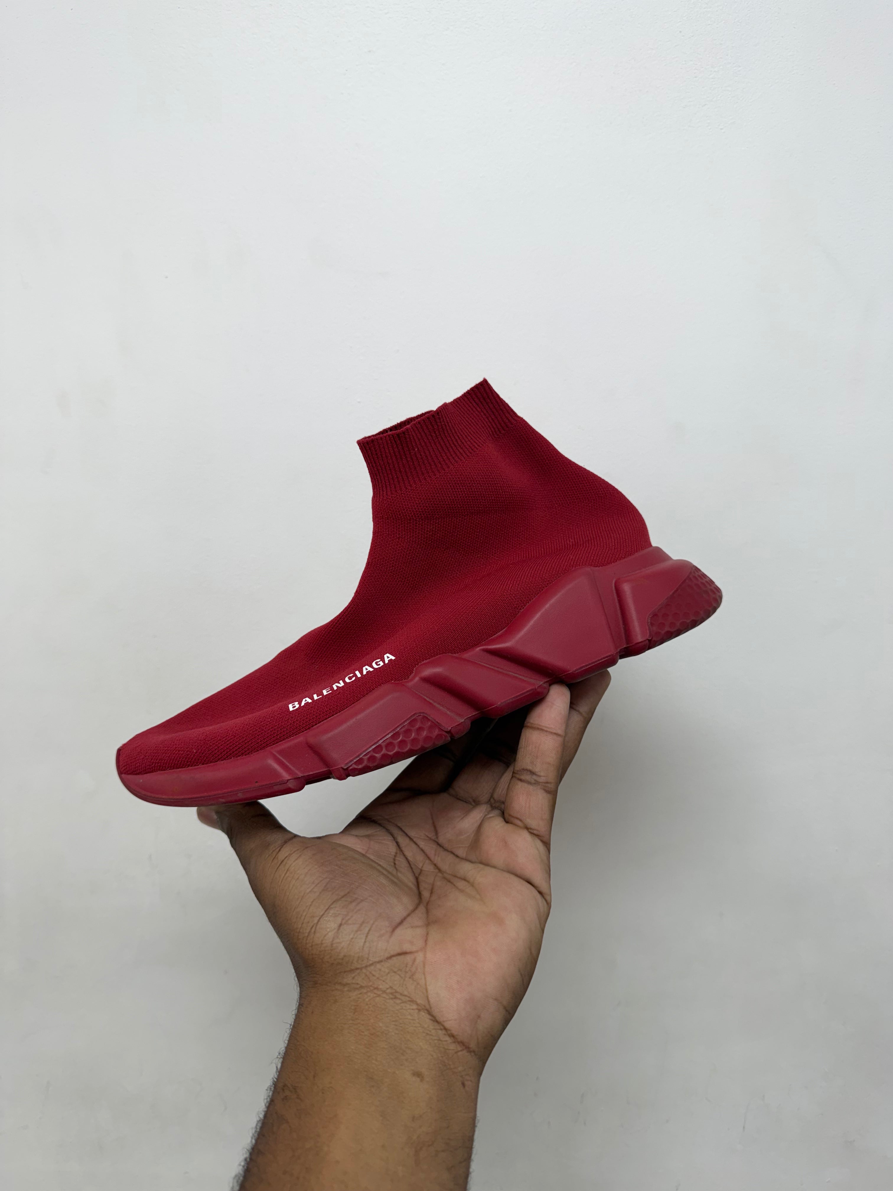 Balenciaga Burgundy Sock Runner Sneakers