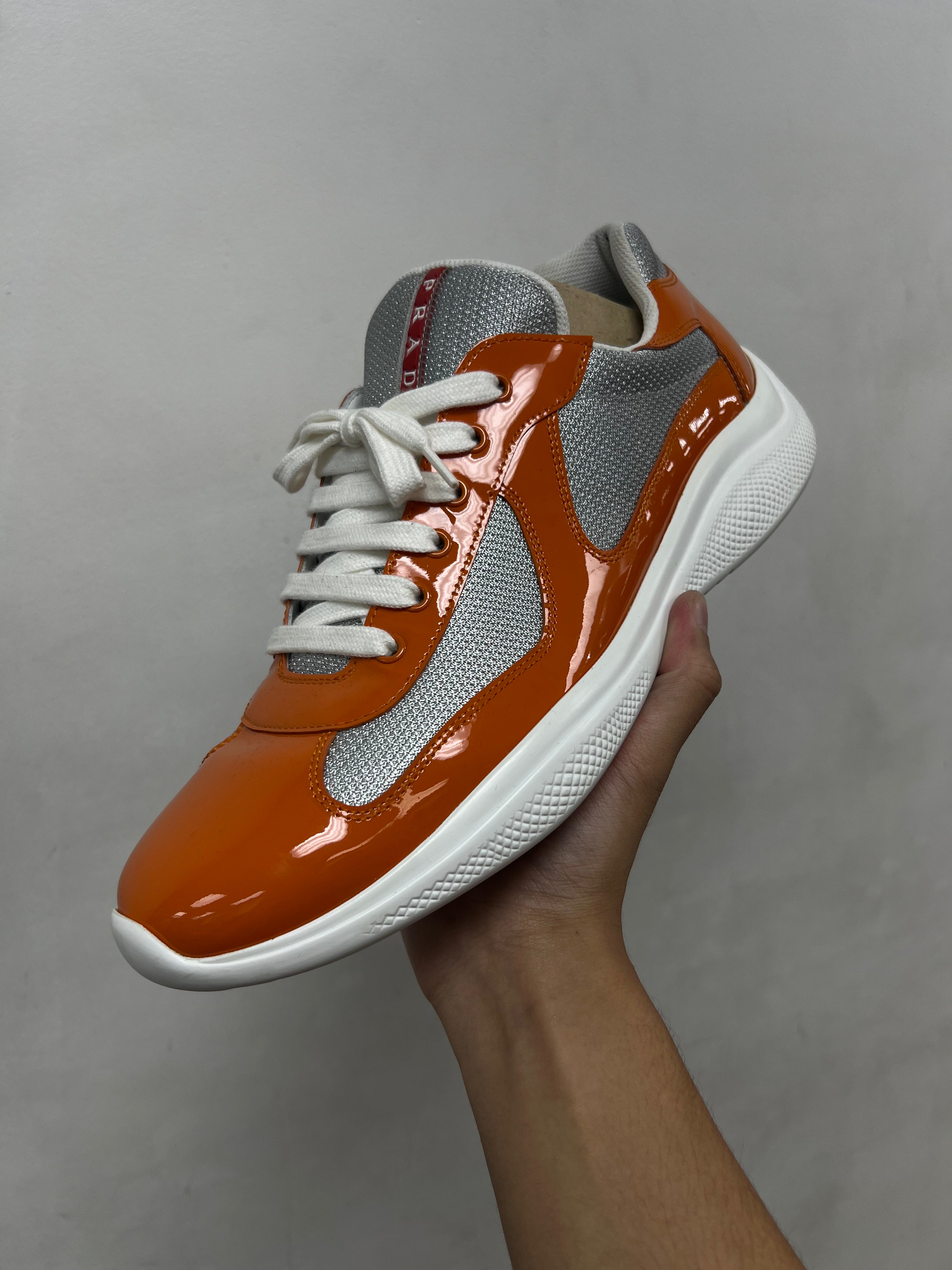Prada Orange Cups (No Insoles) Sneakers