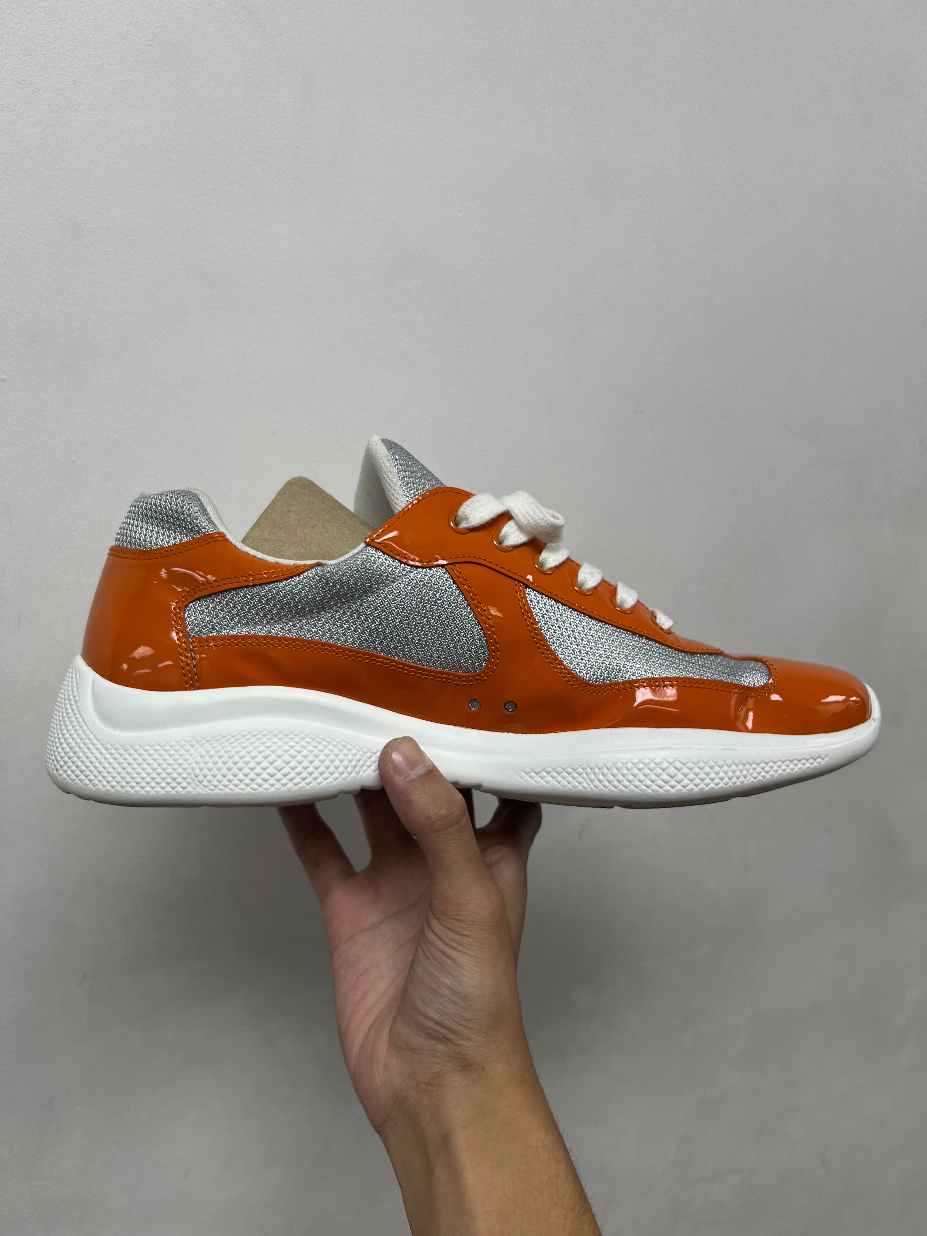 Prada Orange Cups (No Insoles) Sneakers