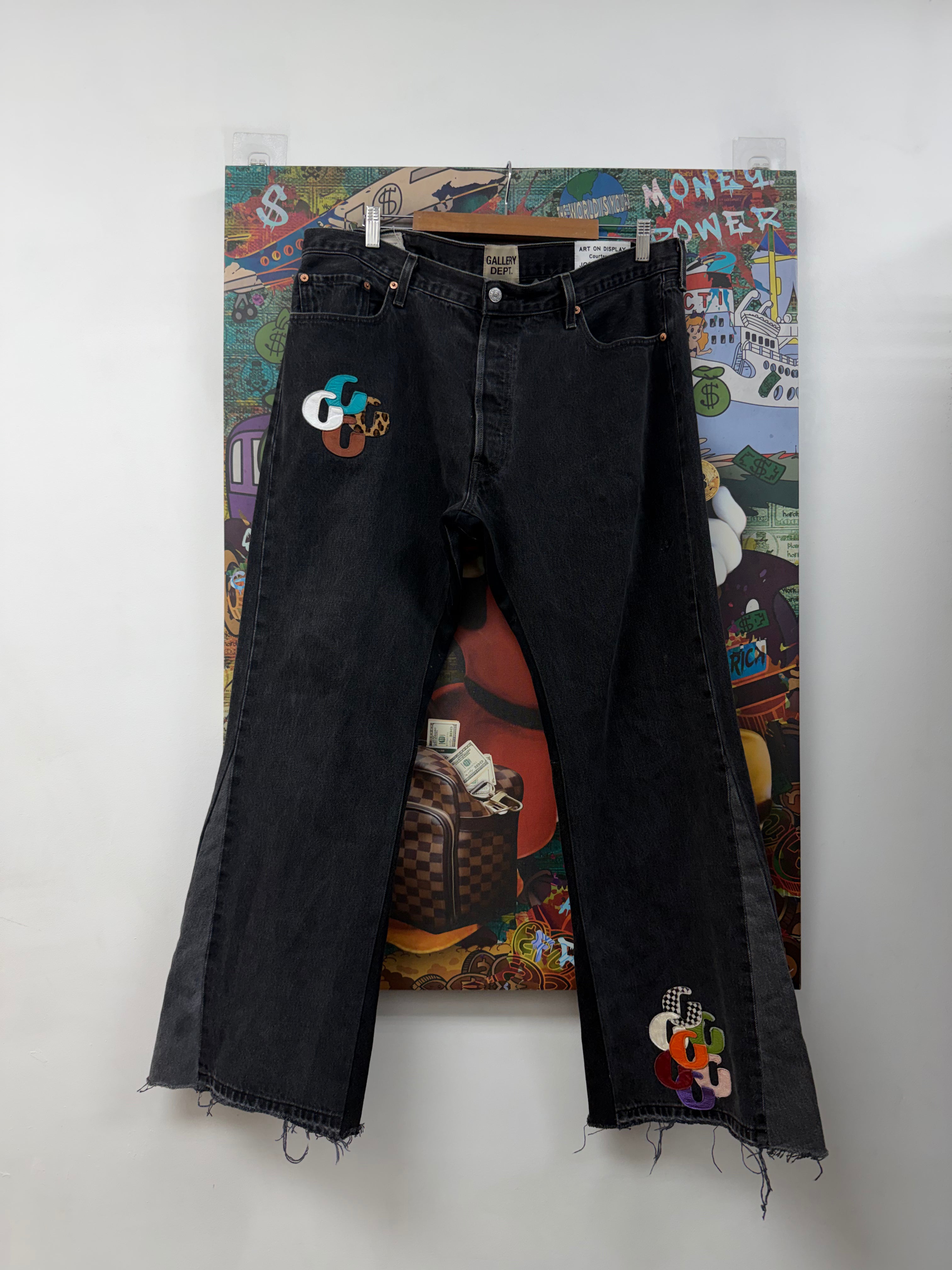 Gallery Dept Black Wash Multi Color G-Patch Jeans