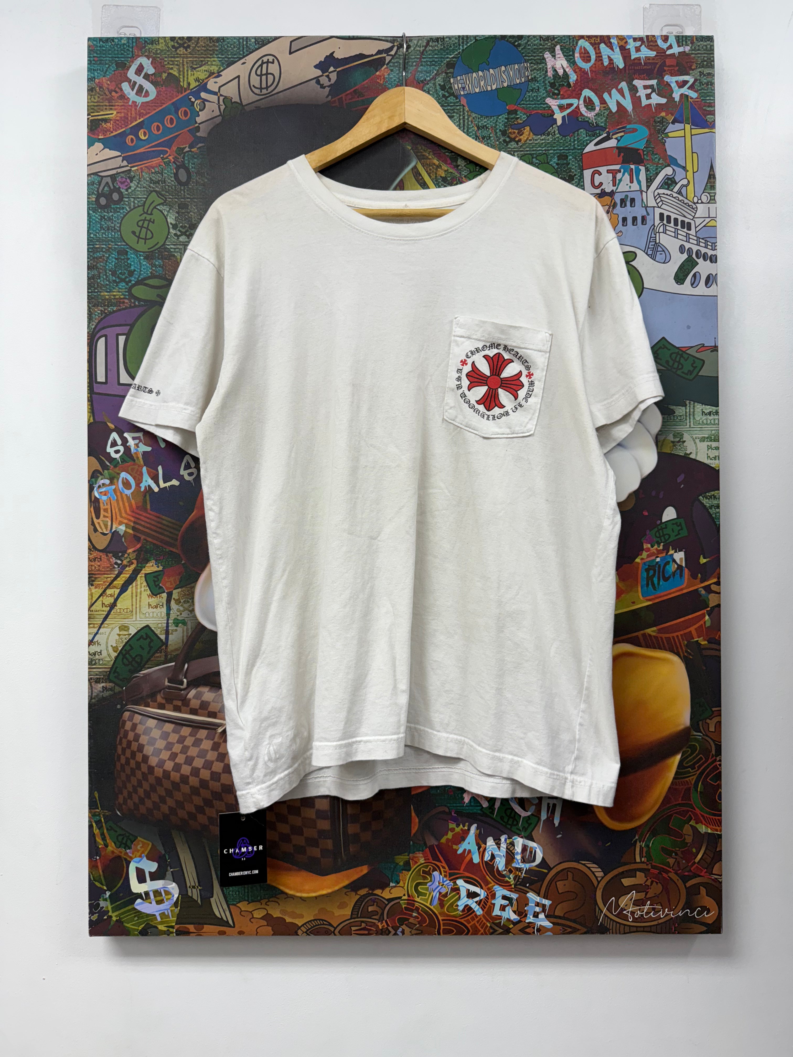 Chrome Hearts White Red Hollywood Plus Logo Tee