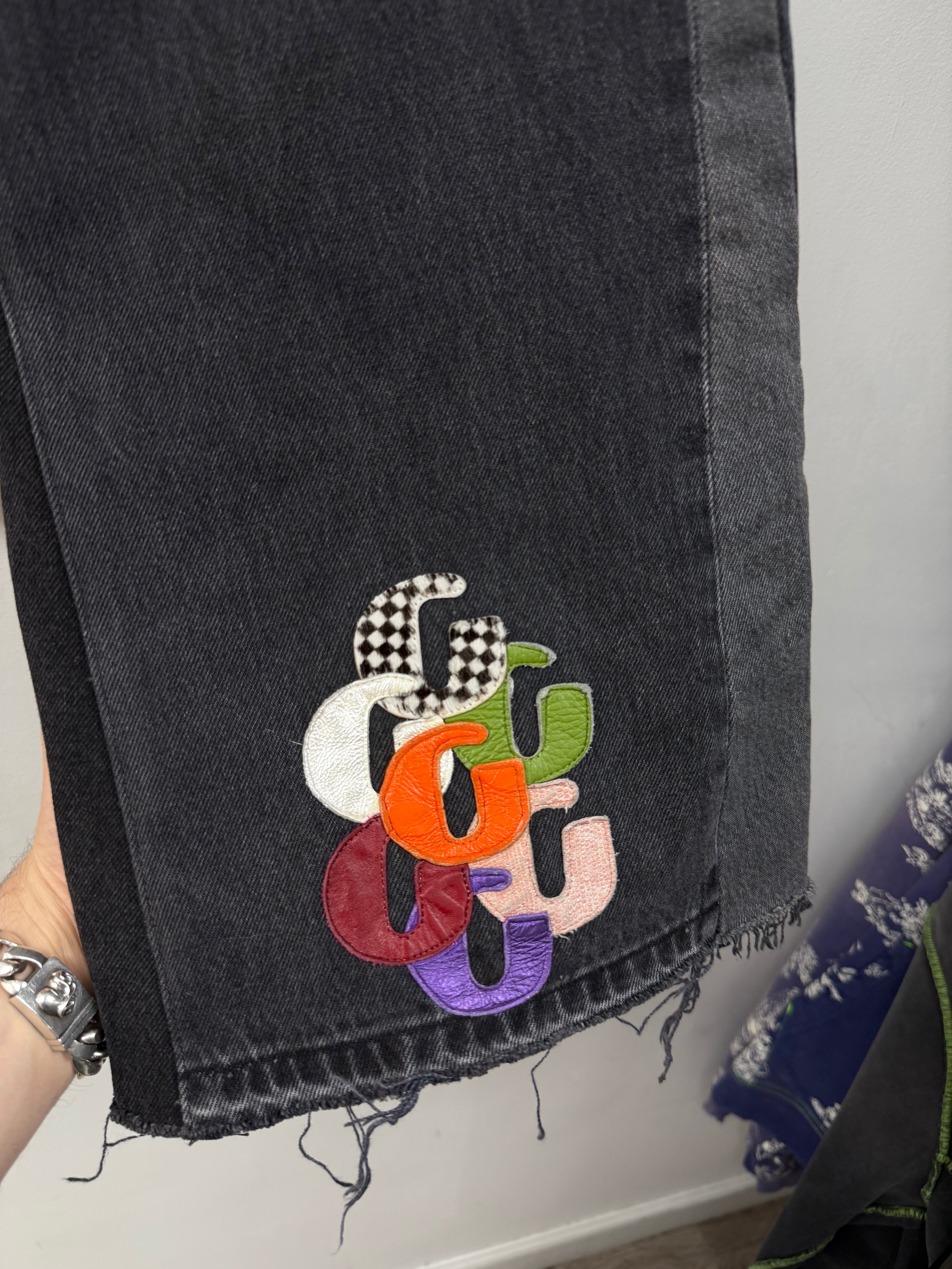 Gallery Dept Black Wash Multi Color G-Patch Jeans