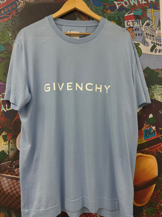 Givenchy Chest Logo Tee Baby Blue XXL Used