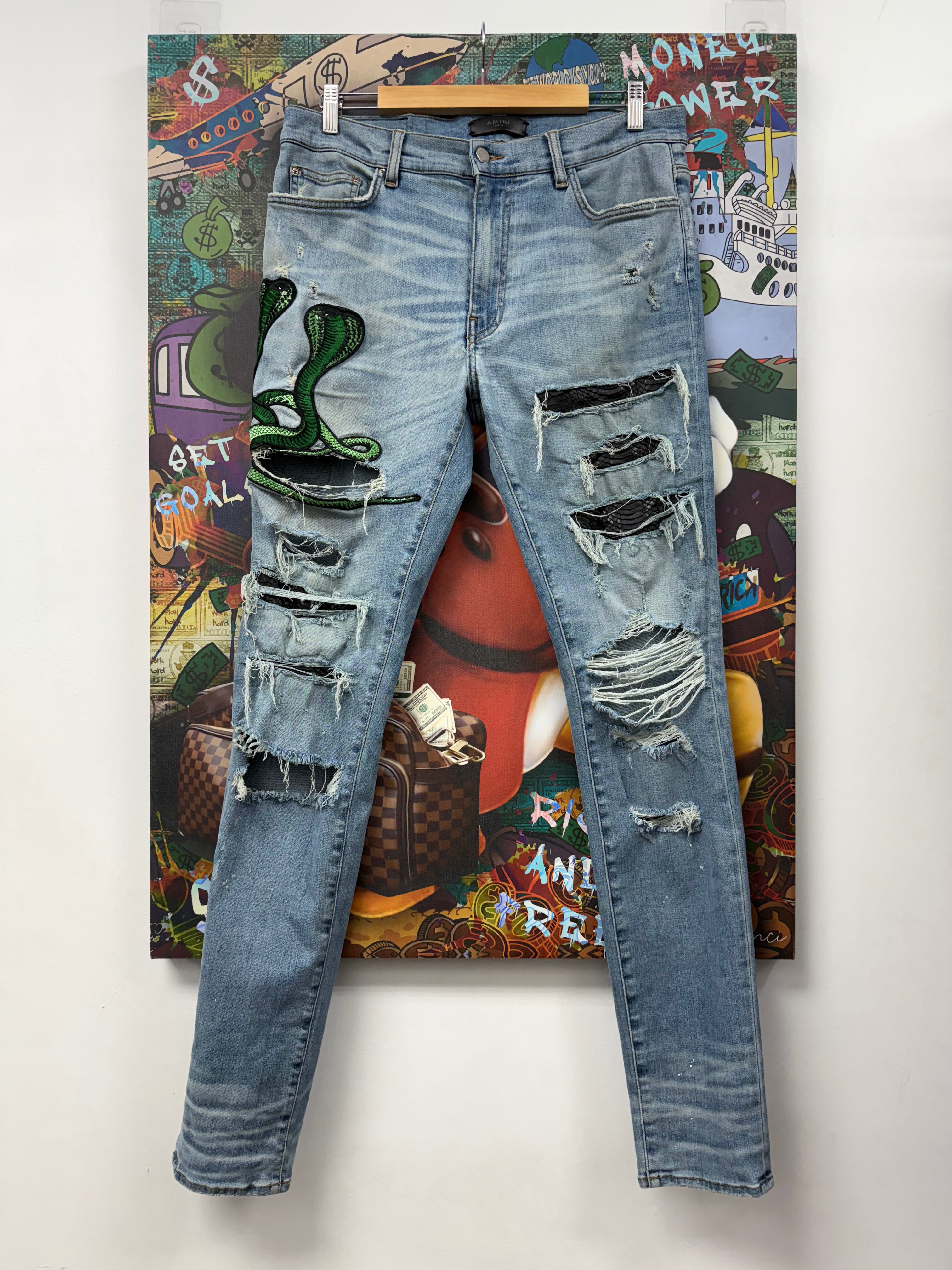 Amiri Light Wash Green Cobra Jeans