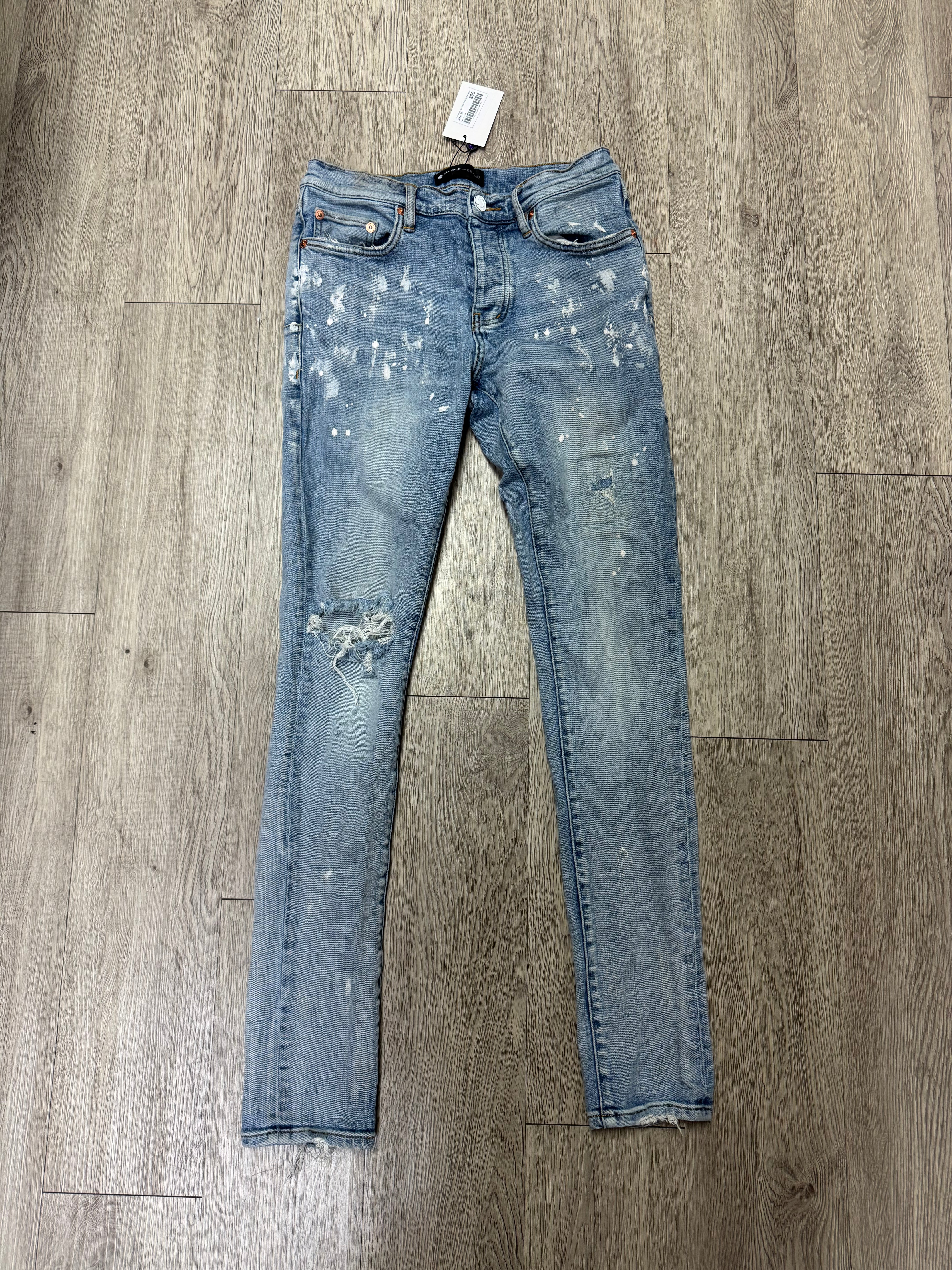 Purple Brand Light Wash White Splatter Jeans