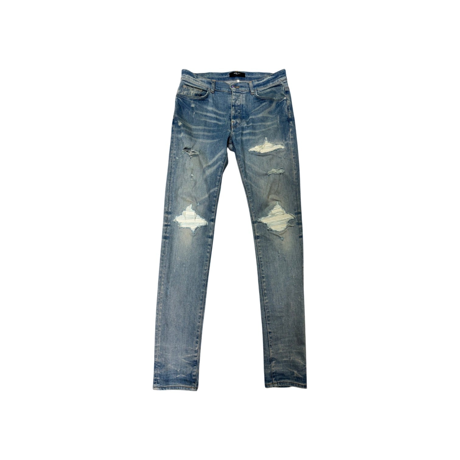 Amiri "MX1" Patch Light Wash & White Jeans