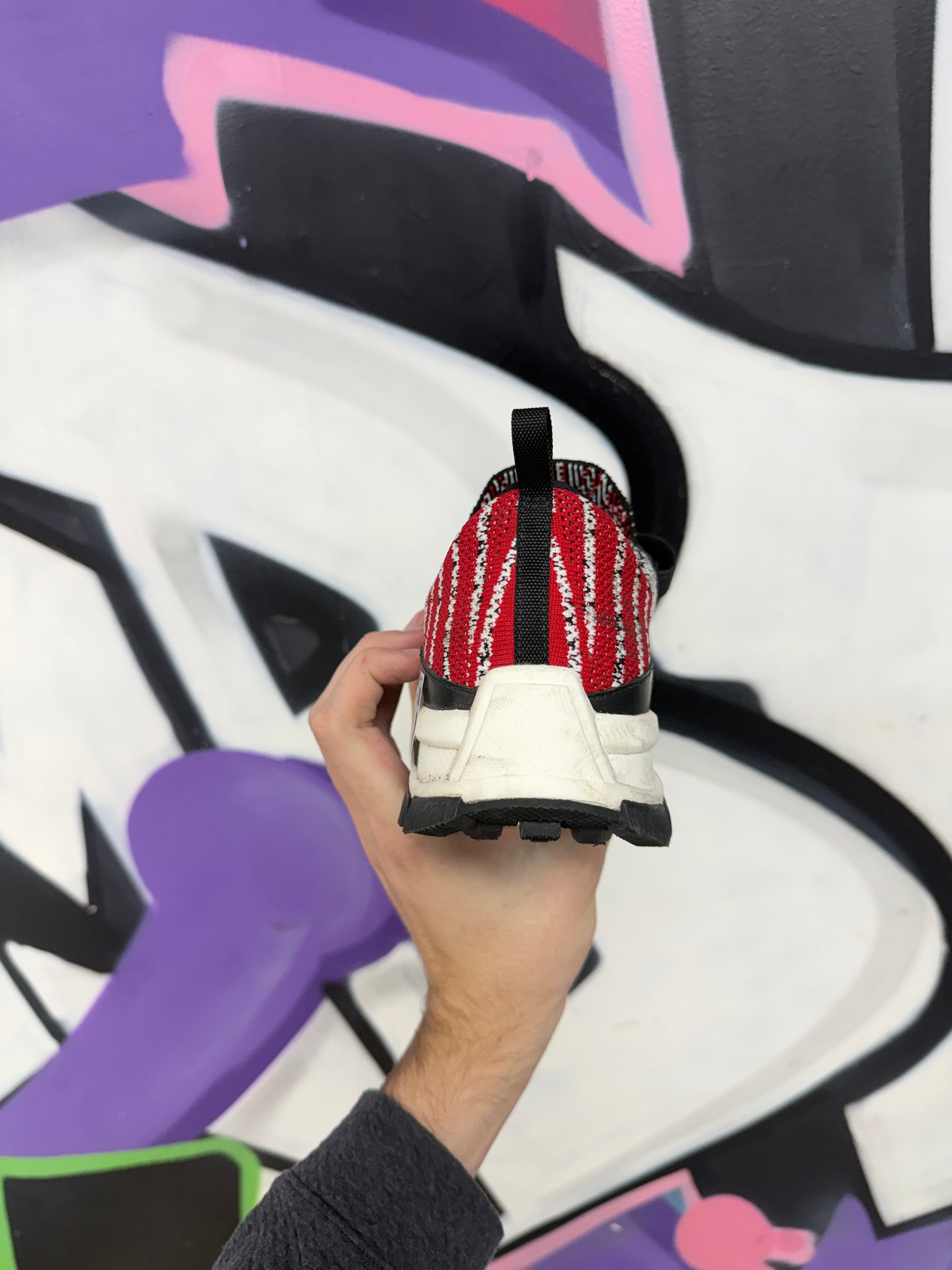 Prada Black Red Crossection Strap Sneakers