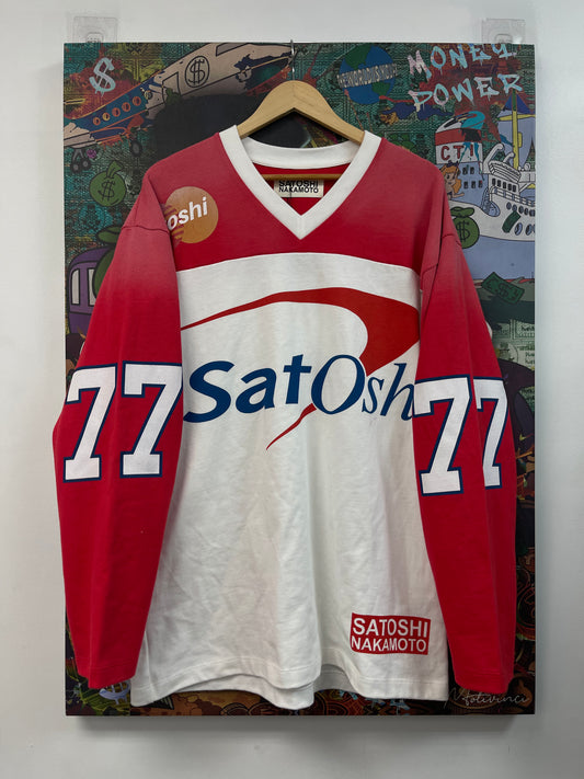 Satoshi Nakamoto Logo Red White Long Sleeve