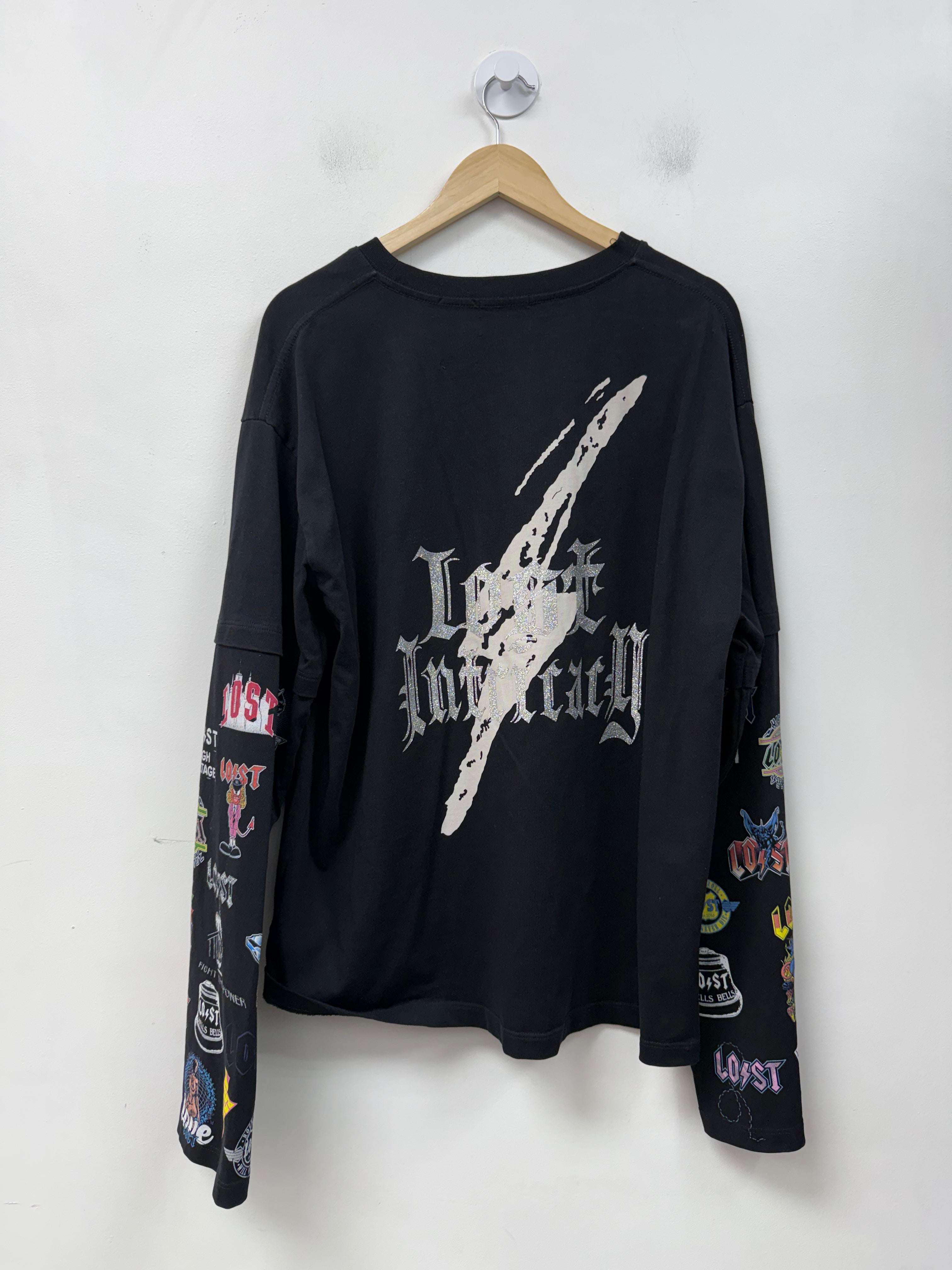 Lost Intricacy Black Multi Logos Long Sleeve