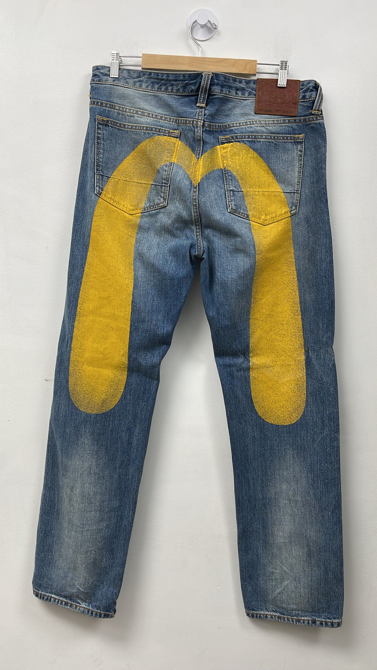 Evisu Light Wash Yellow Seagull Jeans