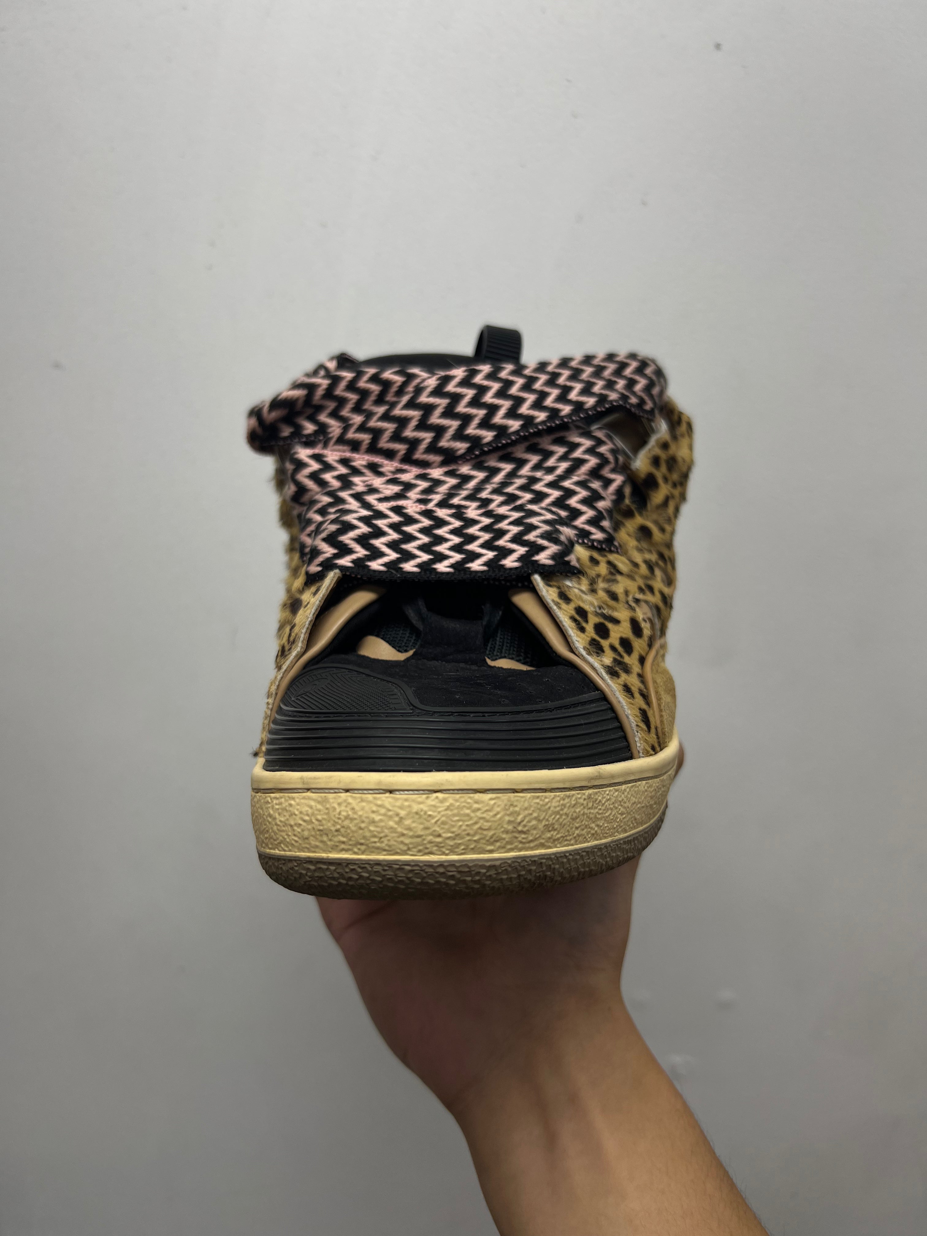 Lanvin Tan Cheetah Curb Sneakers