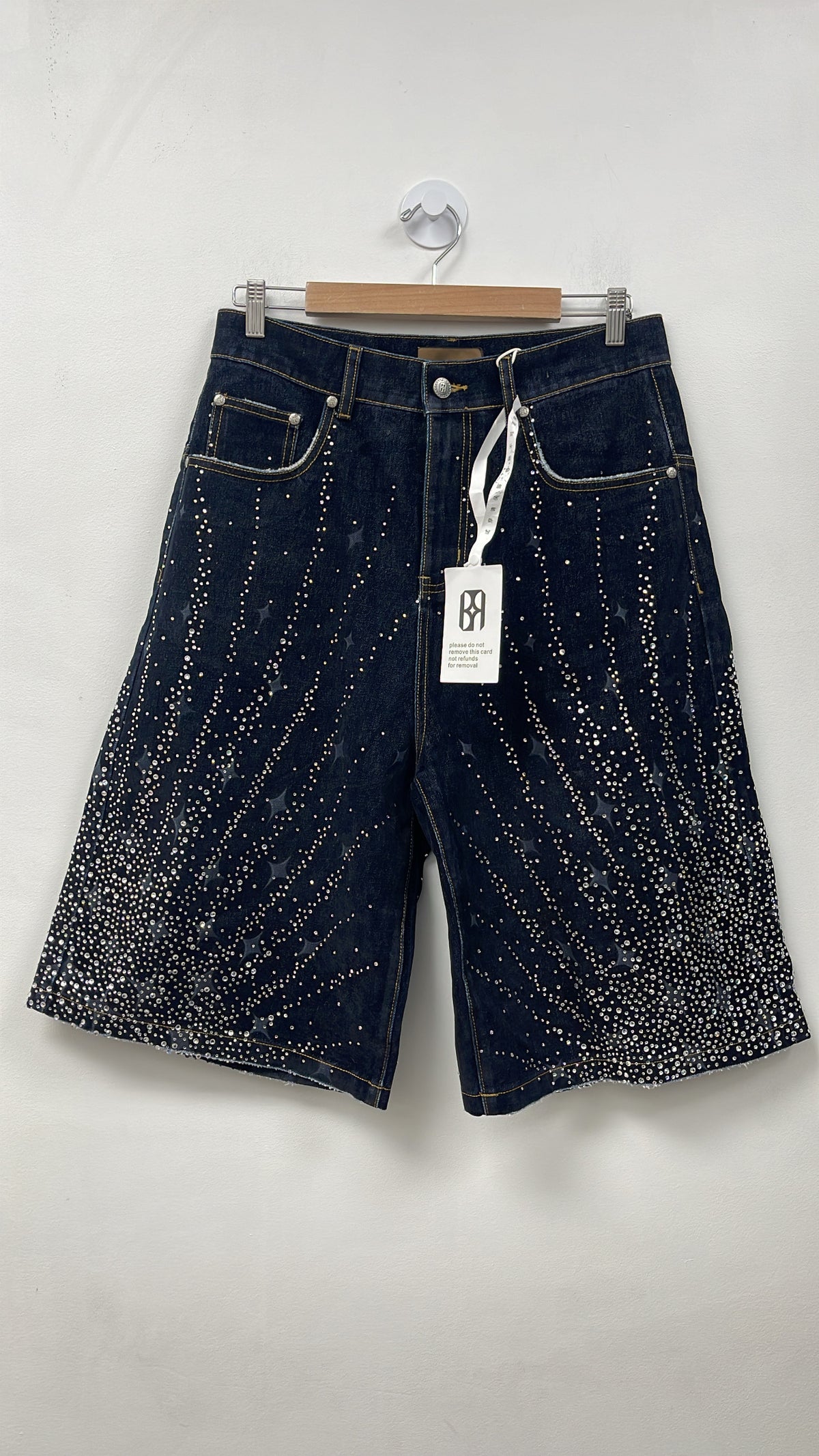 Birth Of A Royal Child Navy Starlit Rhinestone Shorts