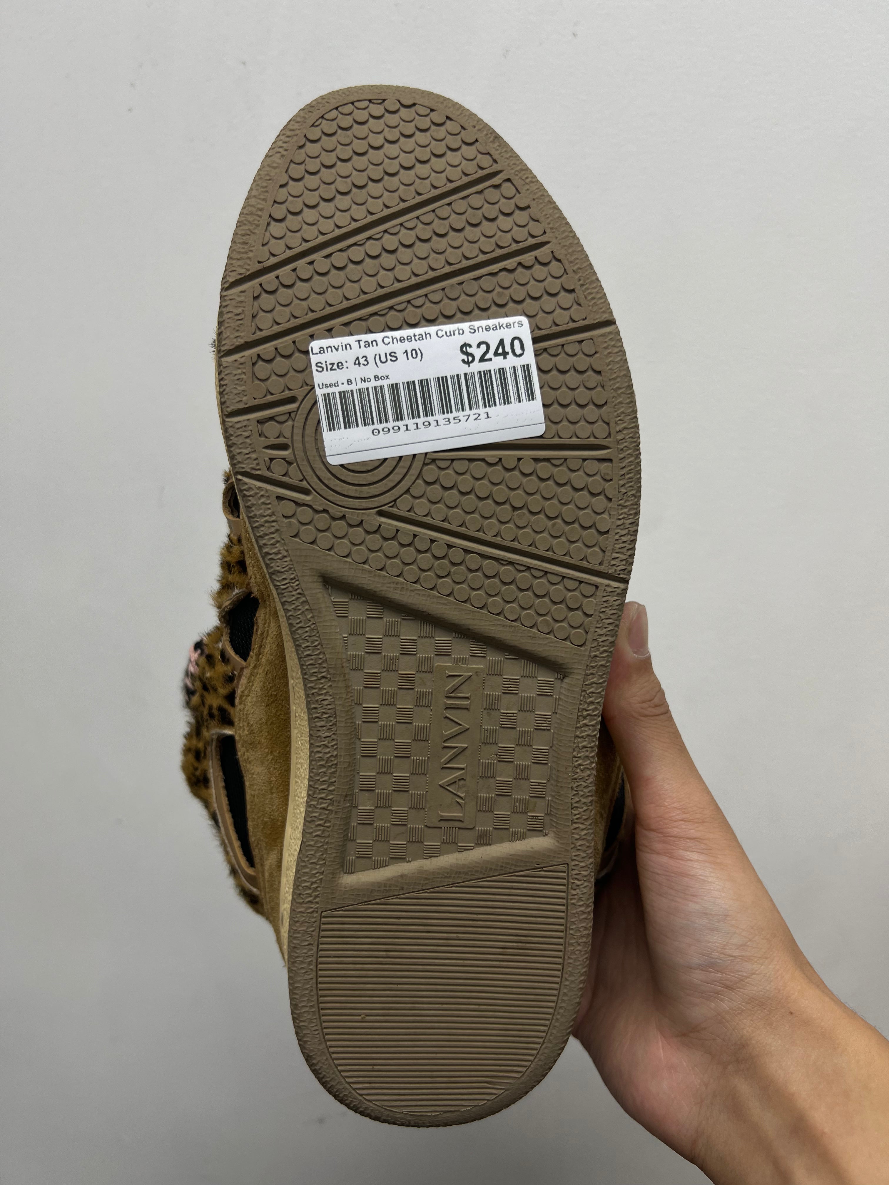 Lanvin Tan Cheetah Curb Sneakers