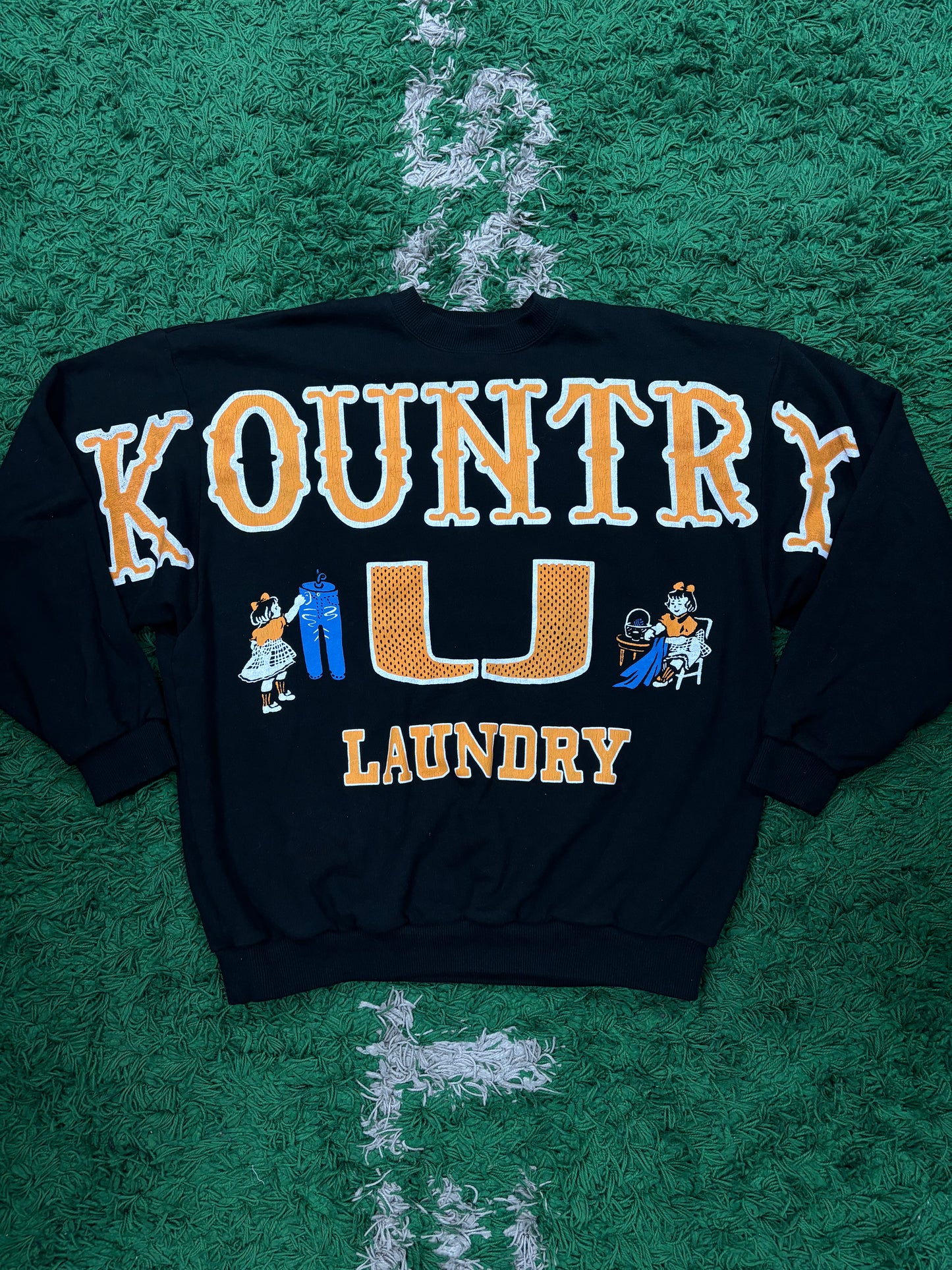 Kapital Kountry Crewneck Black Orange New OSFM With Tags