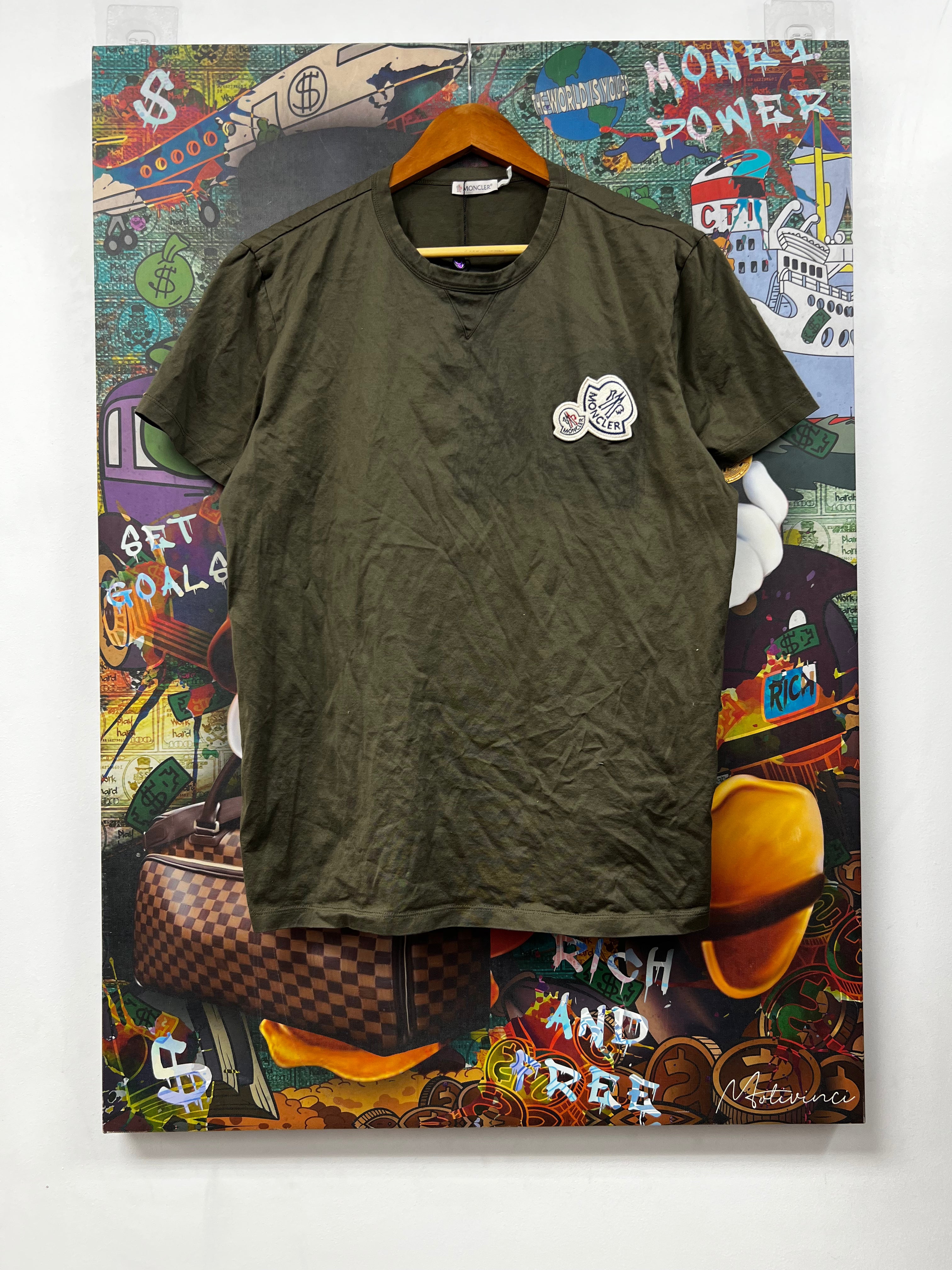 Moncler Olive Dual Logo Tee