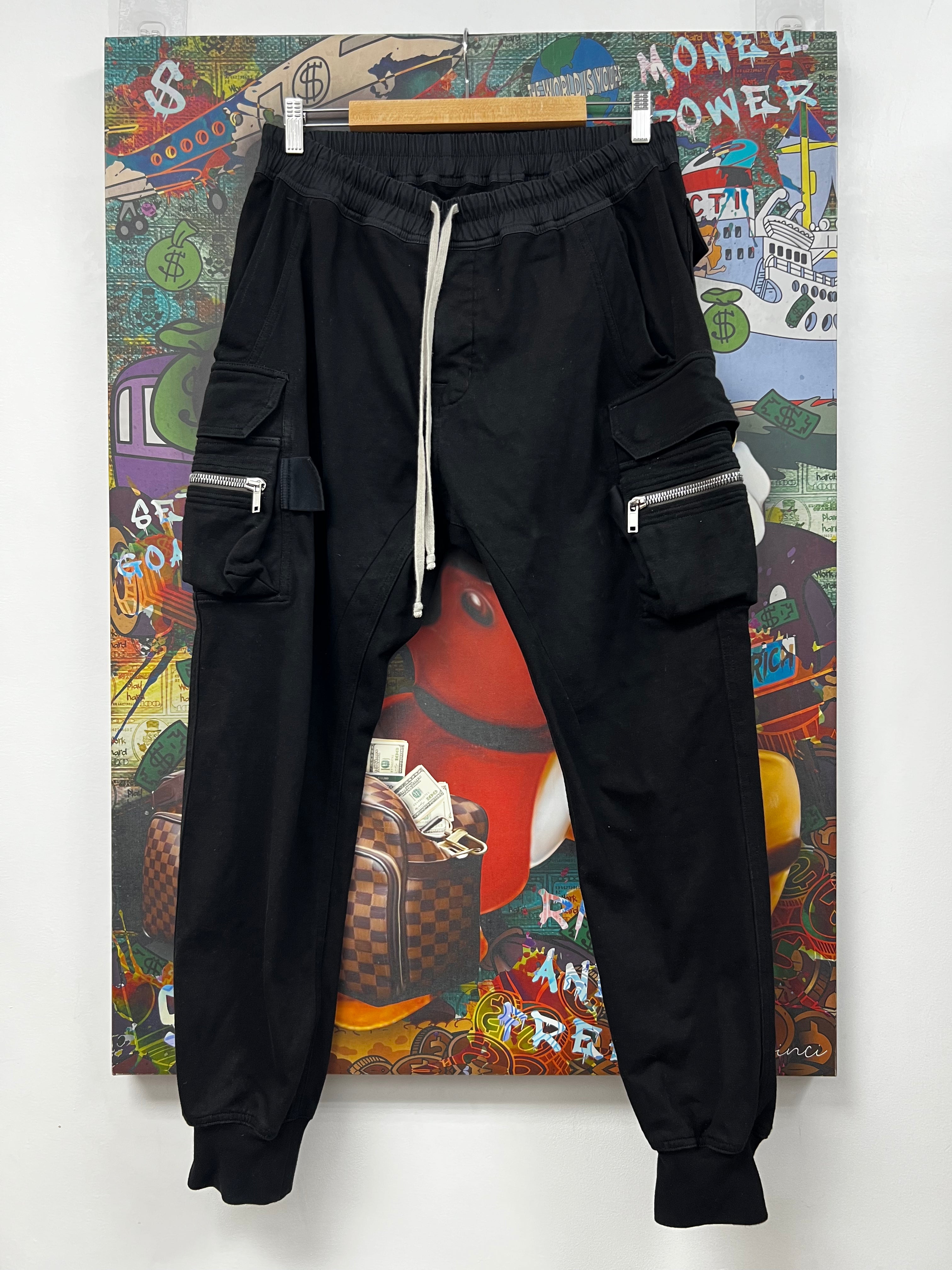 Rick Owens Black Mastodon Cargo Sweatpants
