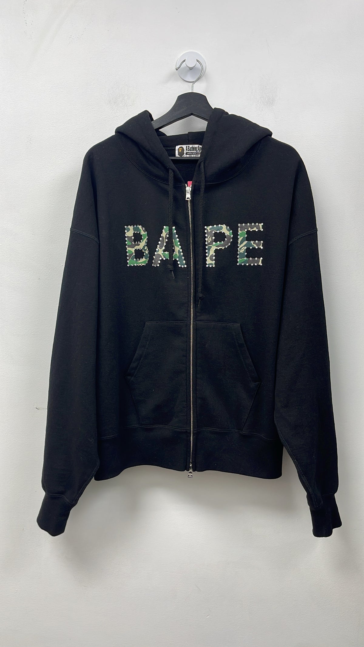 BAPE Black Wash Rhinestone Zip Up