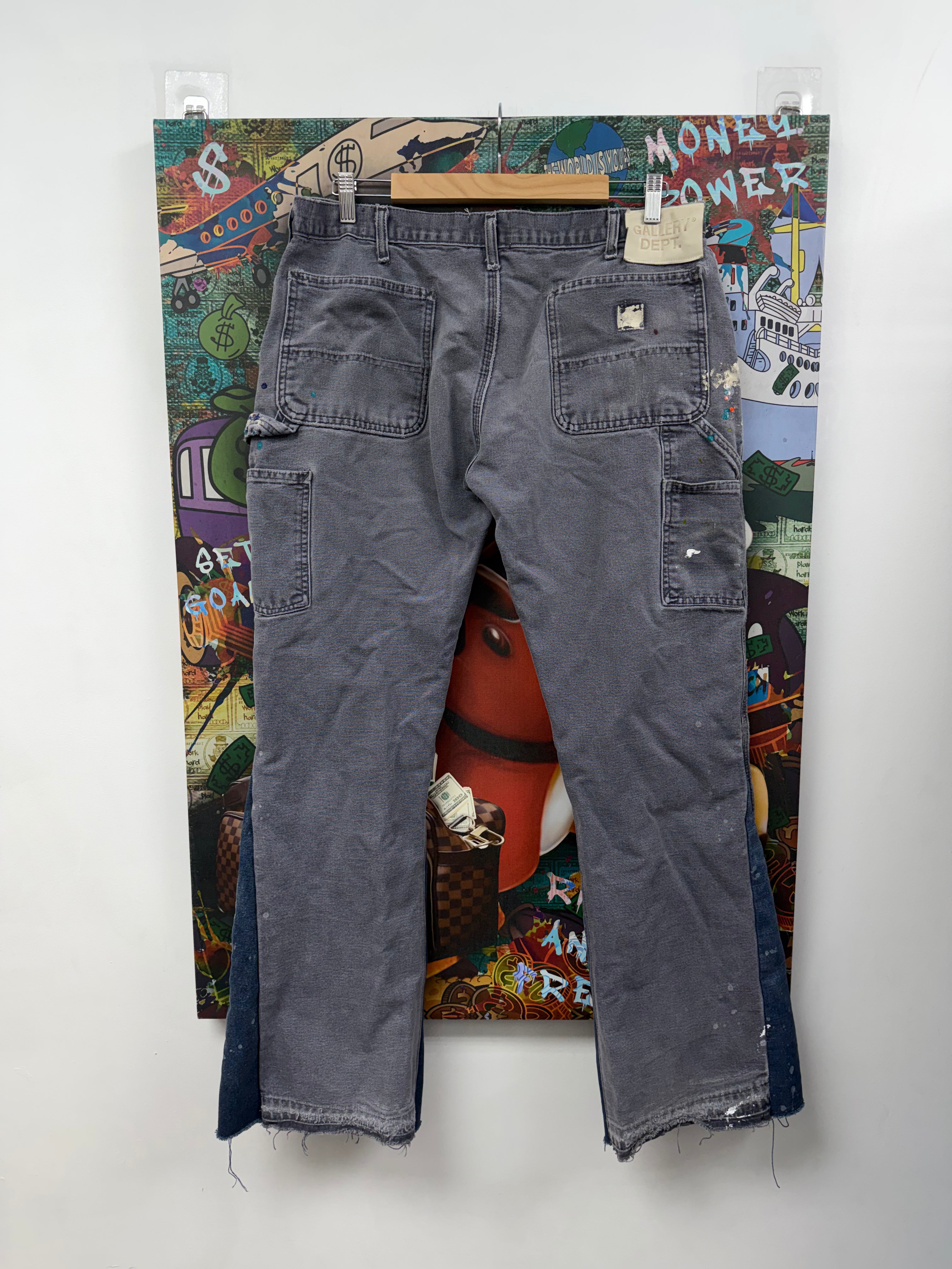 Gallery Dept Navy Grey Carpenter Paint Splatter Flare Jeans