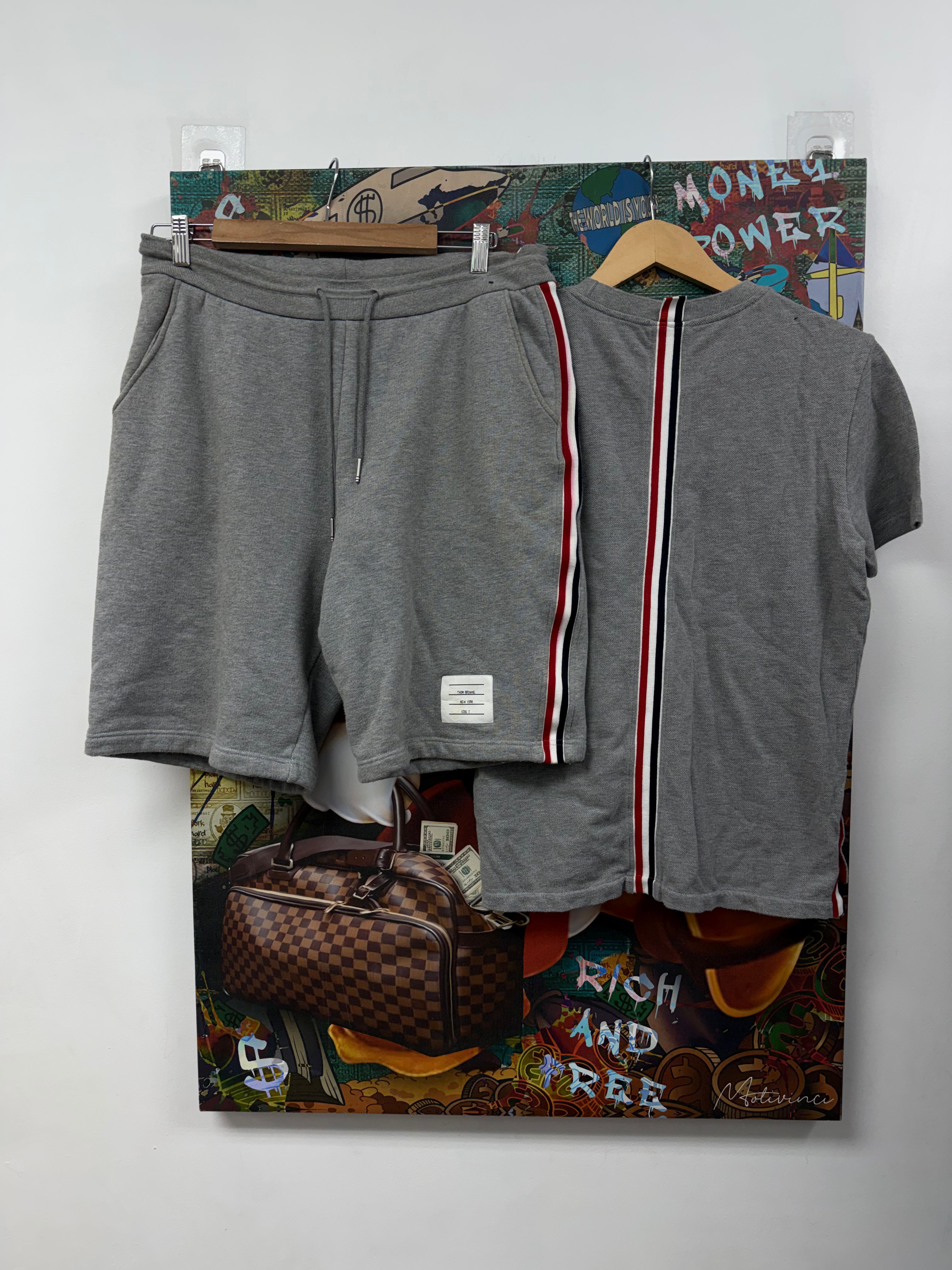 Thom Browne Grey RWB Short Set