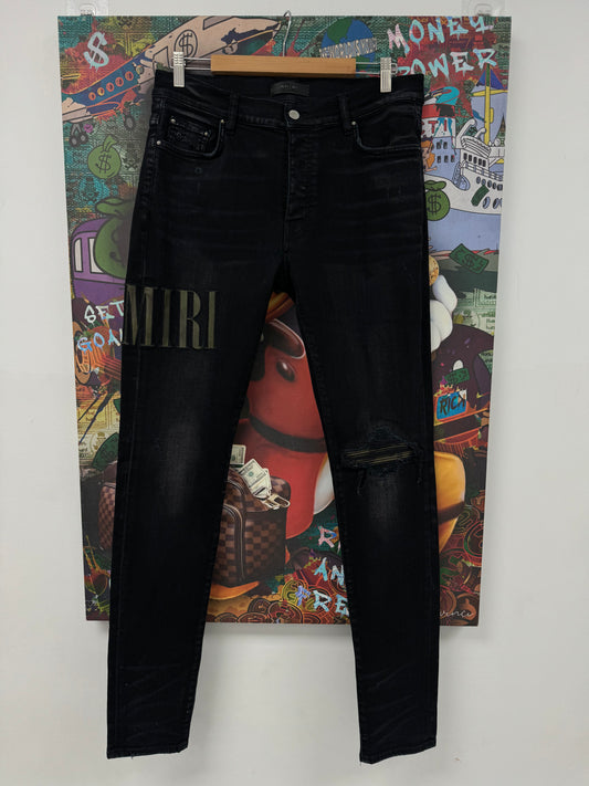 Amiri Jeans Black Camo Side Logo Used 34  N/A