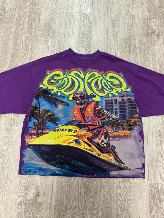 Godspeed Wave Runner Purple Wash Tee