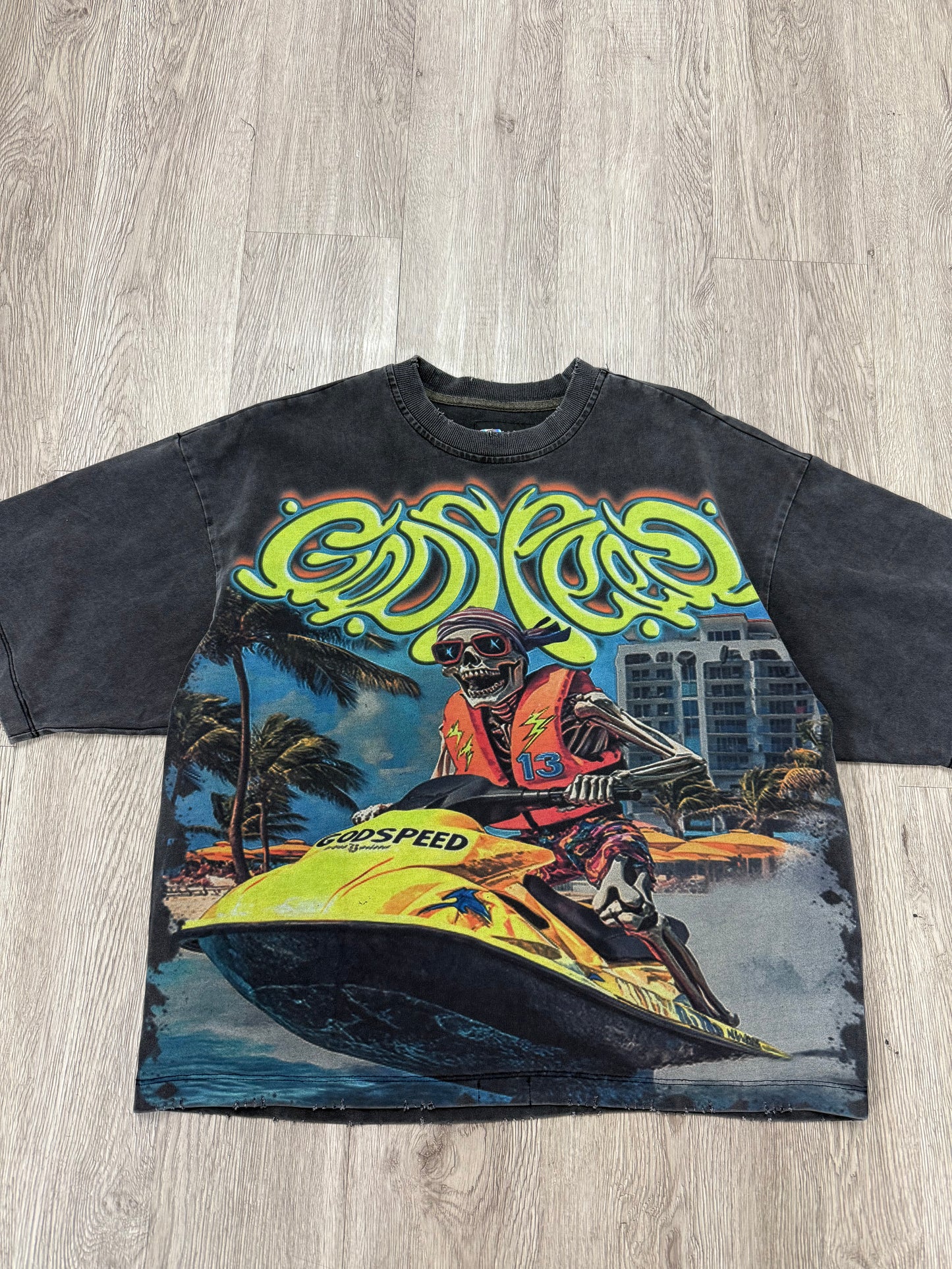 Godspeed Wave Runner Grey Wash Tee